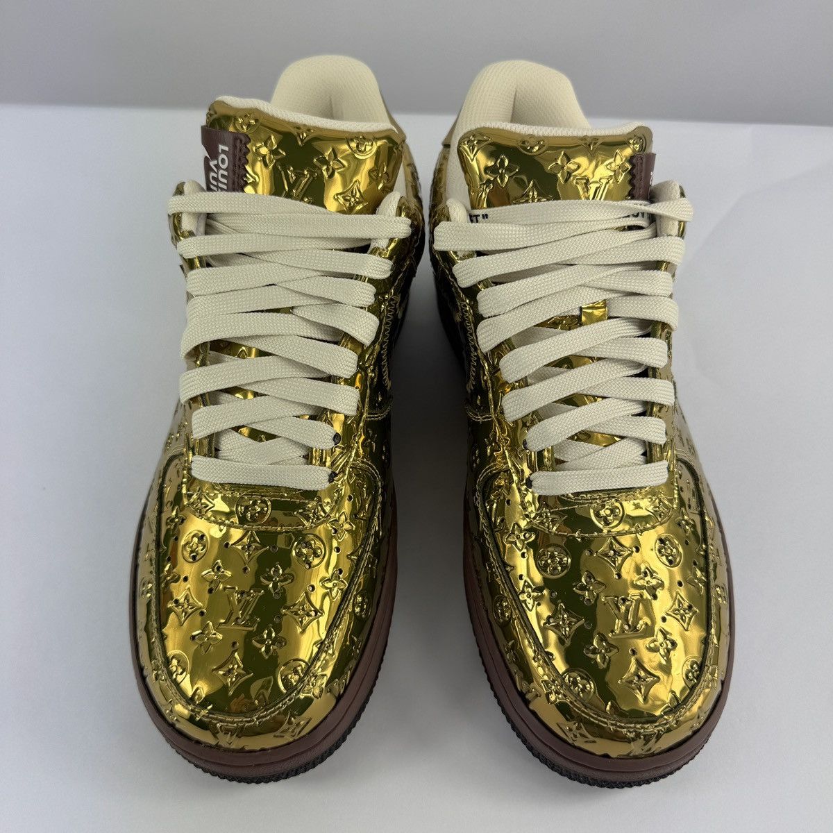 Louis Vuitton x Nike Air Force 1 By Virgil Abloh Gold Sneakers Size US 7.5 / EU 40-41 - 2 Thumbnail