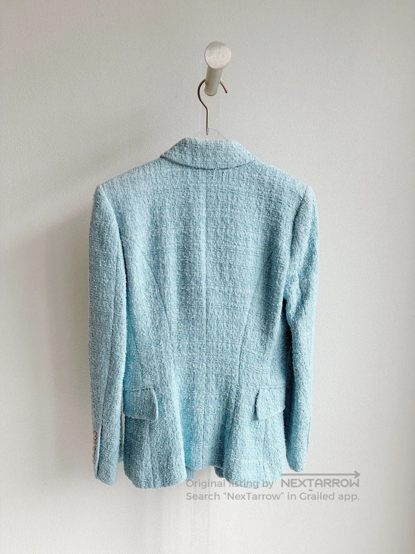 Balmain Balmain Sky Blue Tweed Jacket Size 36. Size XS / US 0-2 / IT 36-38 - 6 Thumbnail