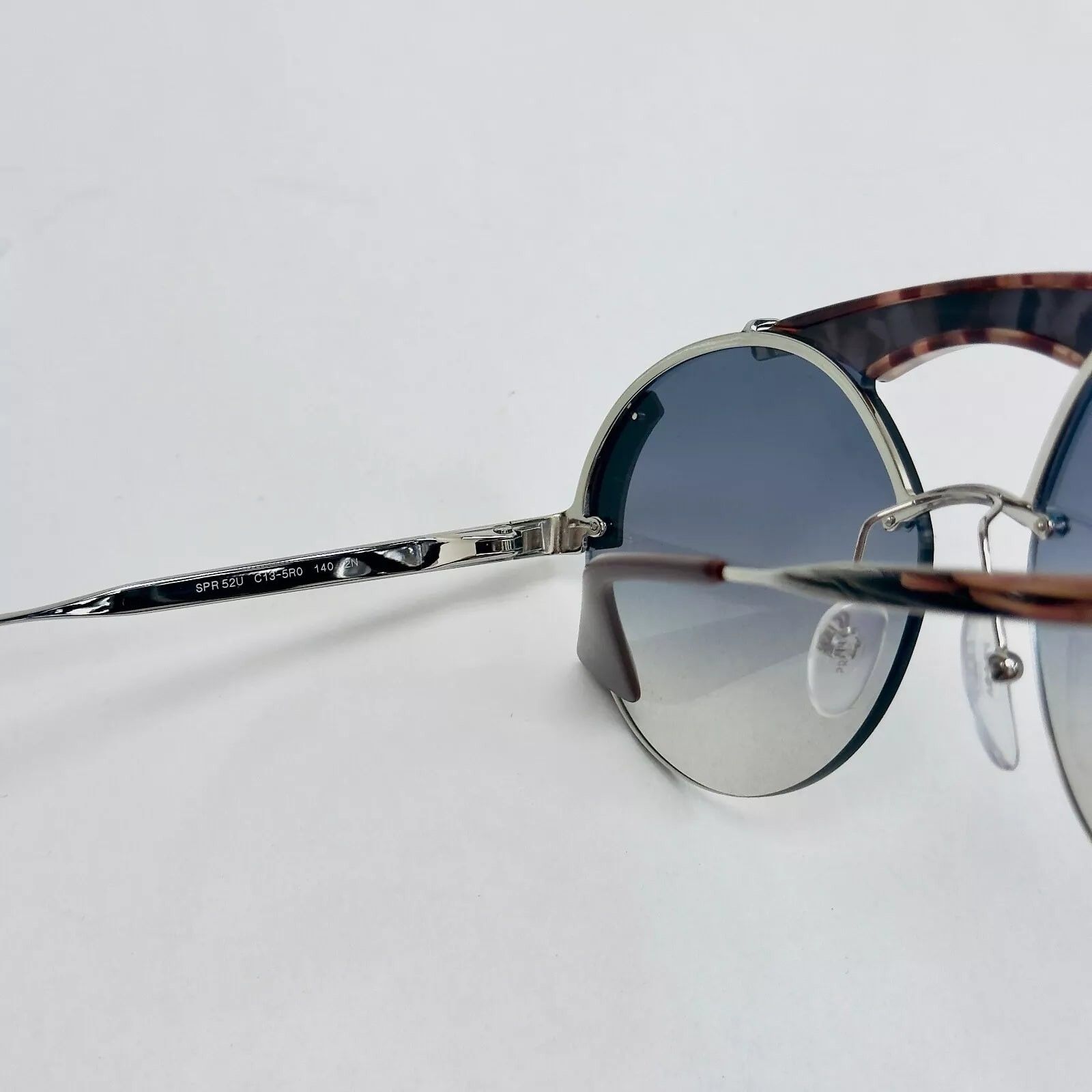 Prada PRADA ORNATE Sunglasses 52U Silver Blue Mirrored PR52US Size ONE SIZE - 7 Thumbnail