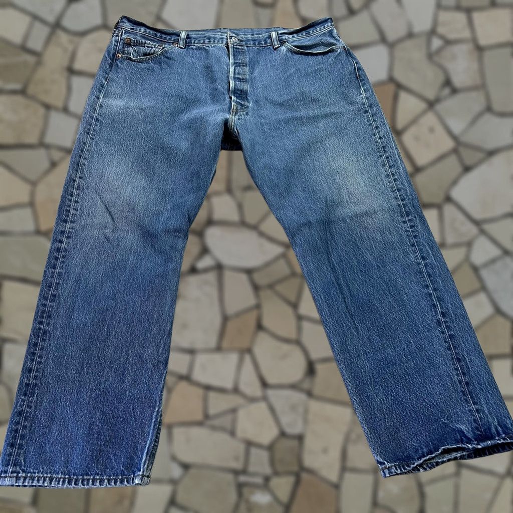 Levi's Levi's 501 Jeans Mens 40x28 Blue Button Fly Straight Cotton Denim Pants Regular Fit Accessories: Pockets Size US 40 / EU 56 - 1 Thumbnail