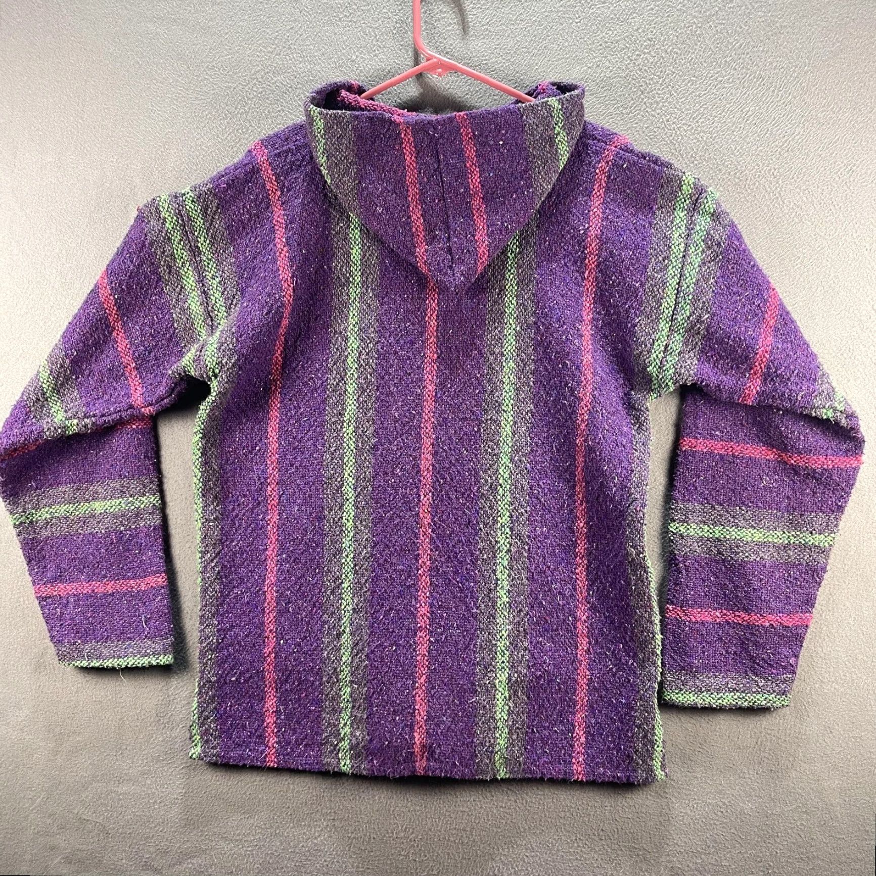 Vintage VTG Stocus Baja Hoodie Pullover Mens Large Purple Striped Mexican Drug Rug Boho Size US L / EU 52-54 / 3 - 2 Thumbnail