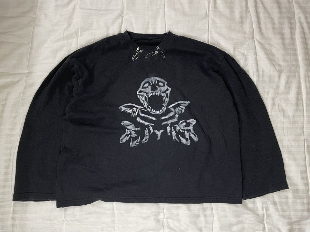 Handmade Custom Made Hand Painted Punk Skeleton Sweatshirt Anarchy Size US XL / EU 56 / 4 - 1 Thumbnail