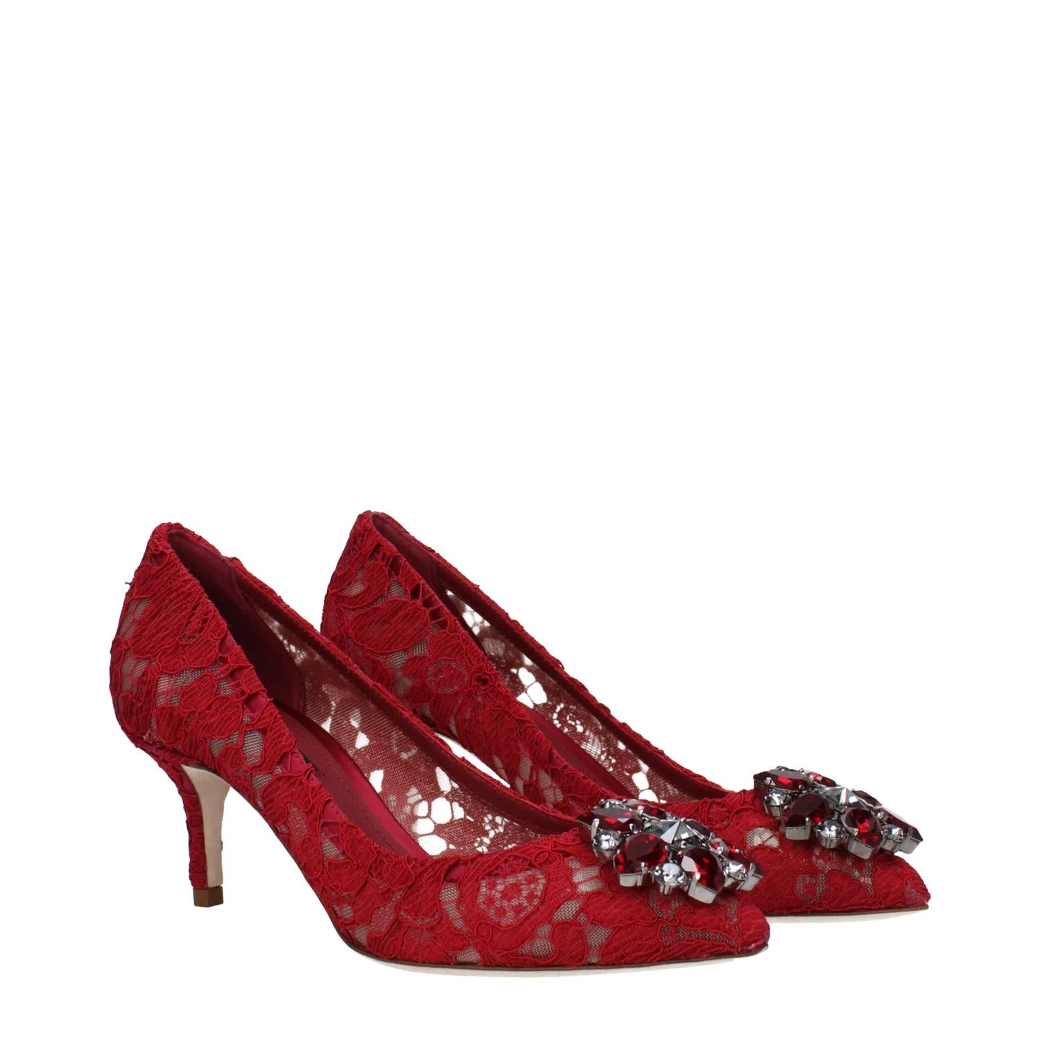 Dolce & Gabbana ob1o1e1124 Lace Pumps in Red Size US 6.5 / IT 36.5 - 2 Thumbnail