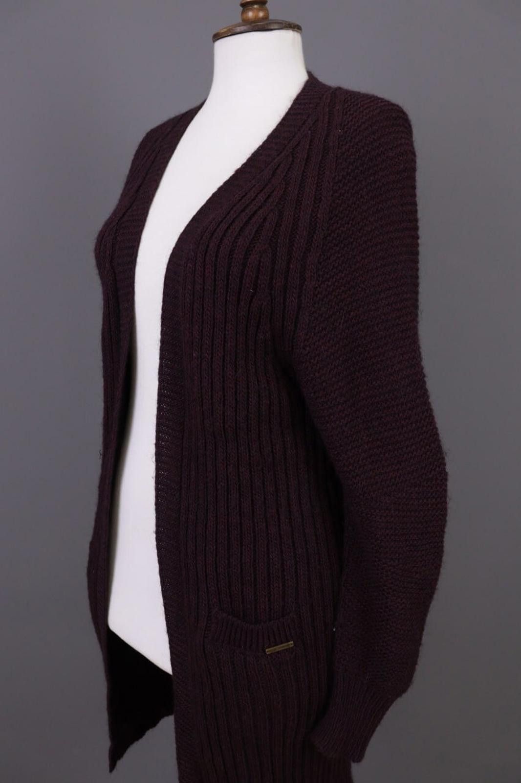 Designer Cop Copine Brown Open Front Wrape Cardigan Sweater Coat Size L / US 10 / IT 46 - 10 Thumbnail
