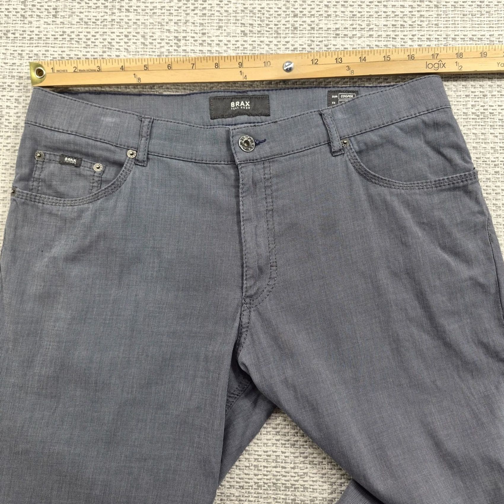 BRAX Brax Cooper Pants Mens 36x34 Gray Chino Regular Fit 5 Pocket Casual Flat Front Zip Fly Logo 90s Hipster USA Mens Size US 36 / EU 52 - 7 Thumbnail