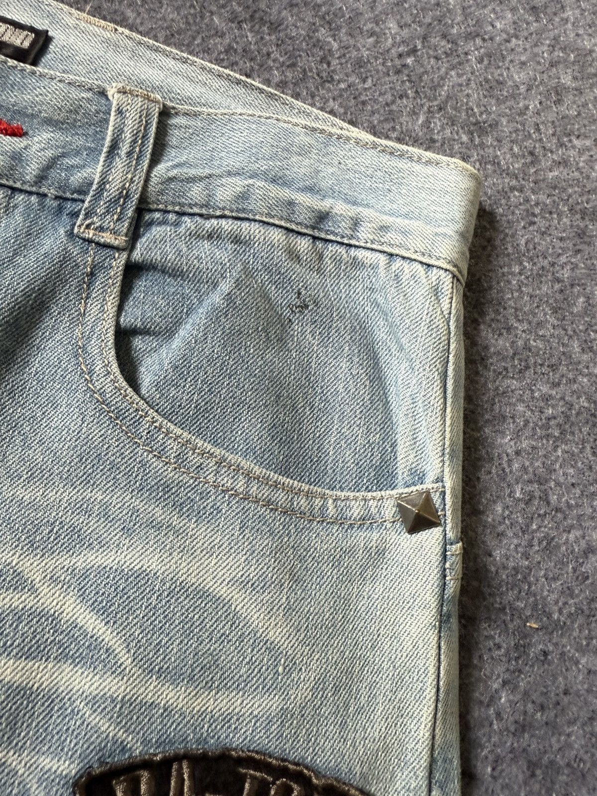 Hysteric Glamour × Japanese Brand × PPFM Ba-tsu Studio Japan Studded Patched Loose Straight Jeans Size US 29 - 22 Thumbnail
