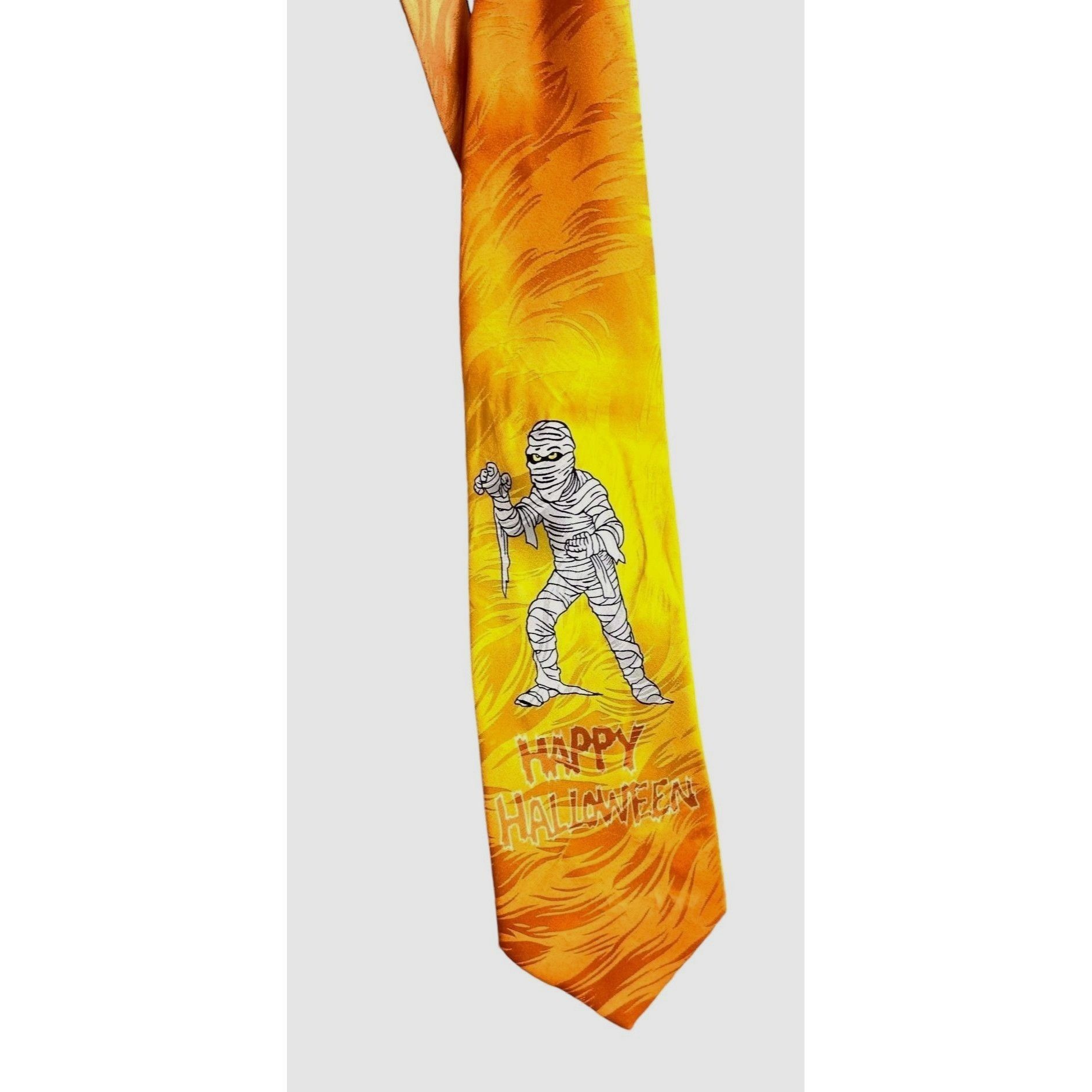 Handmade × Vintage Happy Halloween Mummy Necktie Vintage Keith Daniels Silk Tri Size ONE SIZE - 7 Thumbnail