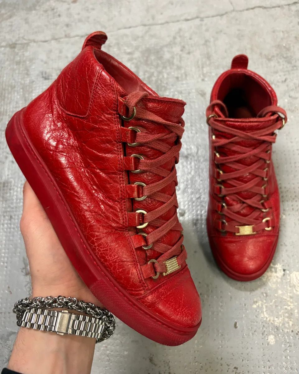 Balenciaga Balenciaga Arena Red High Leather Sneakers Size US 6 / IT 36 - 1 Thumbnail