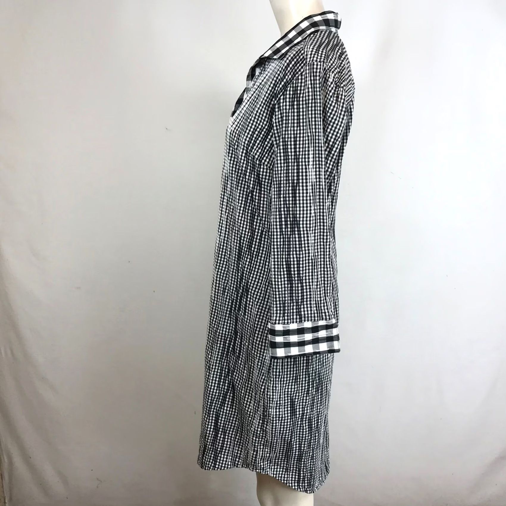 Vintage Foxcroft Shirt Dress Sz 6 Black White Gingham Button Front Collared Long Sleeve Size M / US 6-8 / IT 42-44 - 6 Thumbnail