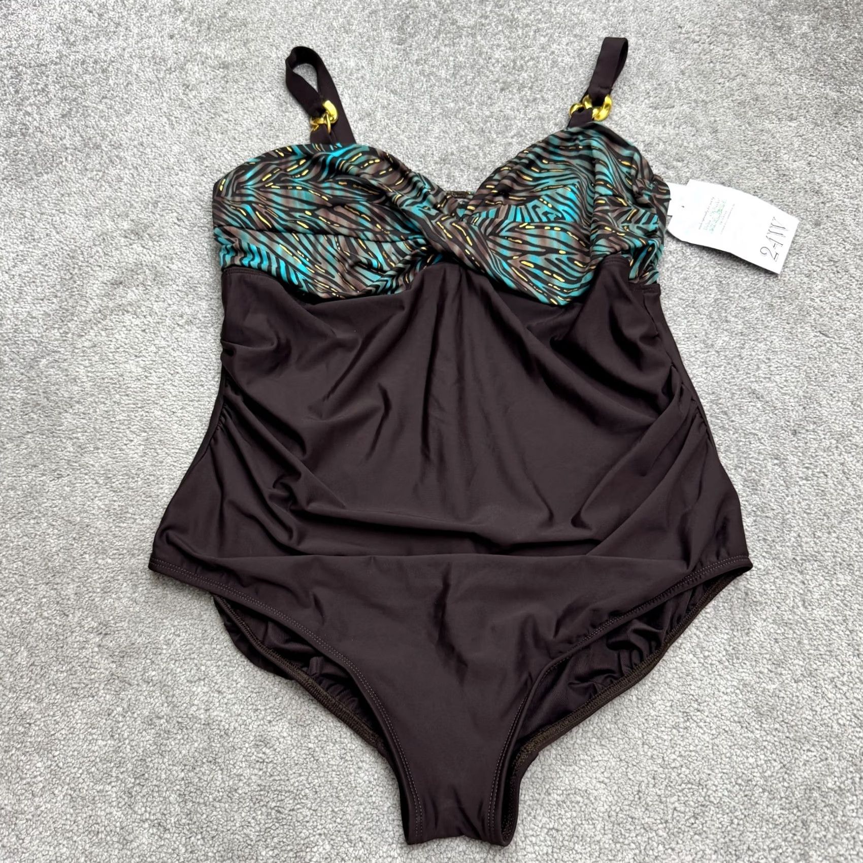Delta Delta Burke Womens 24W One Piece Animal Print Pice swimwear Gold Brown Beach NWT Size ONE SIZE - 2 Thumbnail