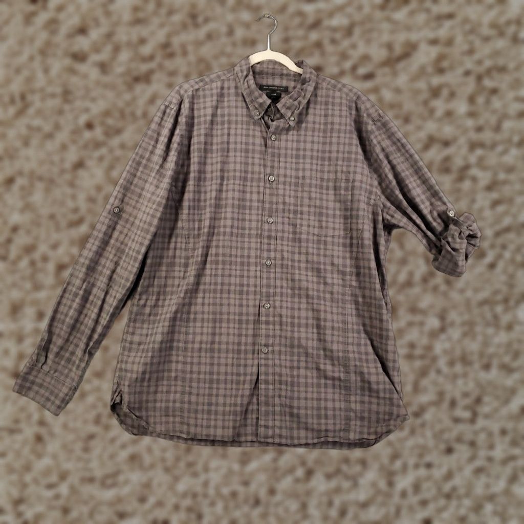 John Varvatos John Varvatos Shirt Mens 2XL Plaid Multicolor Button Up Roll Tab Sleeve Size 48R - 1 Thumbnail