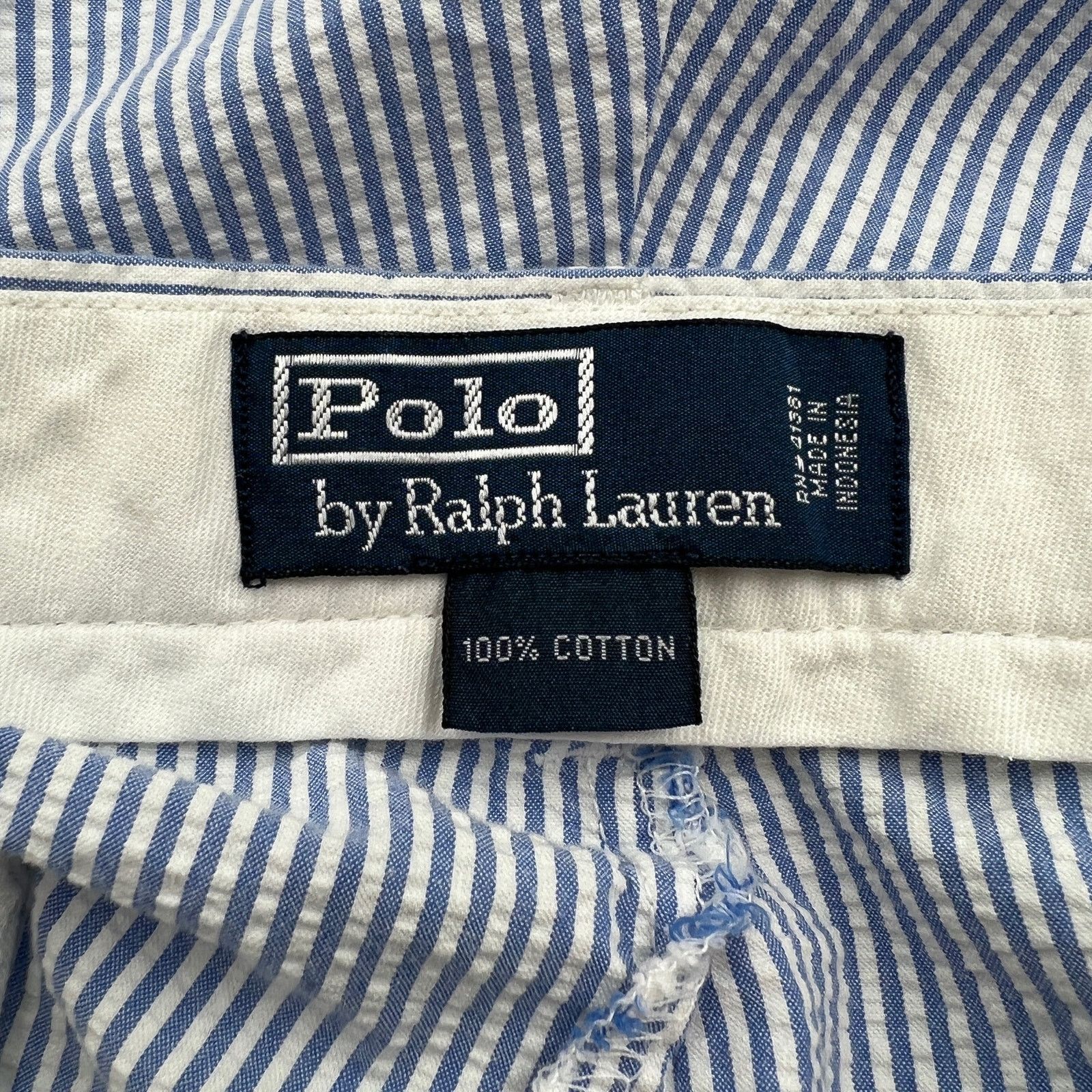 Polo Ralph Lauren Vintage 90s Polo Ralph Lauren Seersucker Shorts Blue Size US 36 / EU 52 - 3 Thumbnail