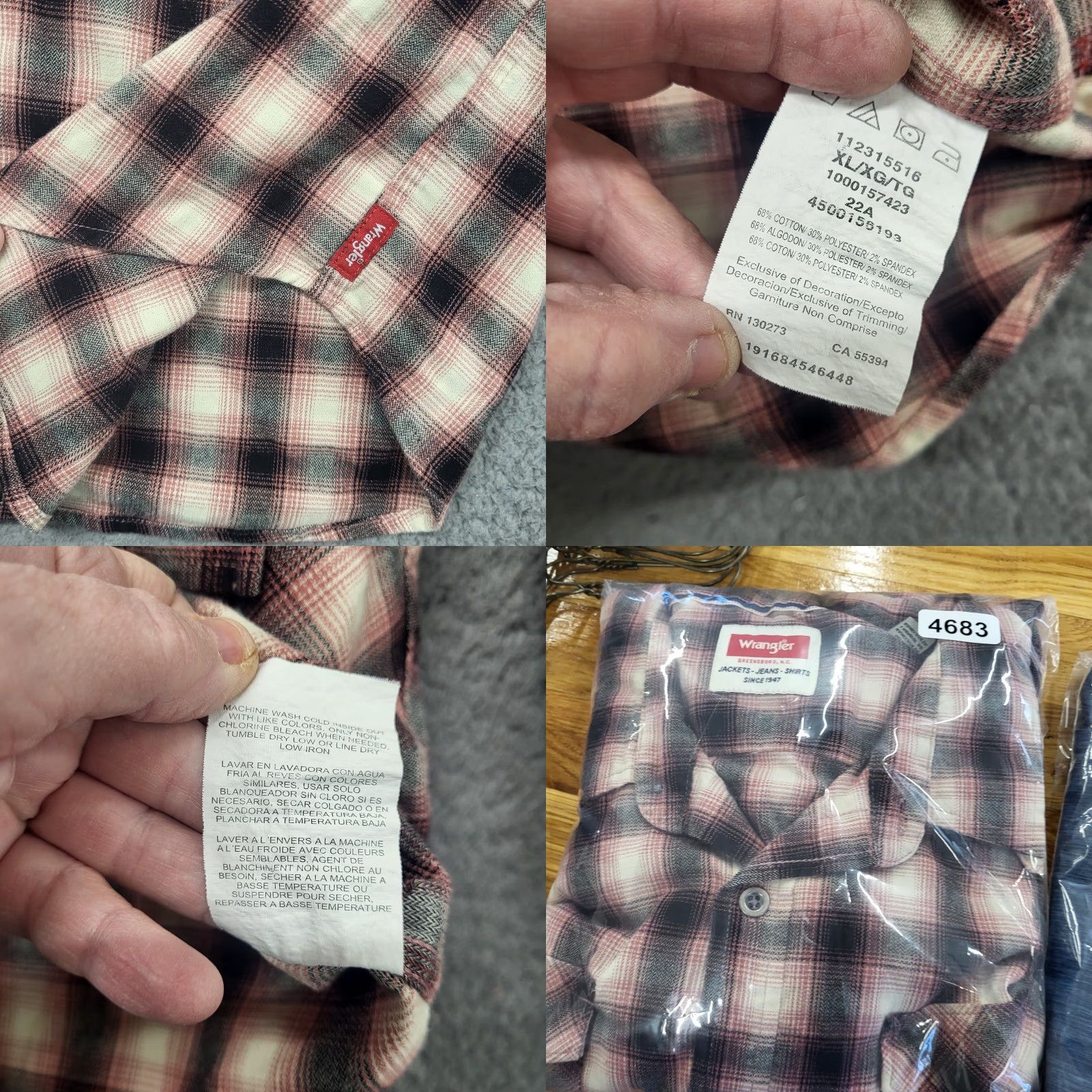 Wrangler Wrangler Shirt Western Plaid Long Sleeve Button-Up XL Tall Mens Coral Black Multicolor Casual Workwear Sed? (note: fix) Size US XL / EU 56 / 4 - 9 Thumbnail