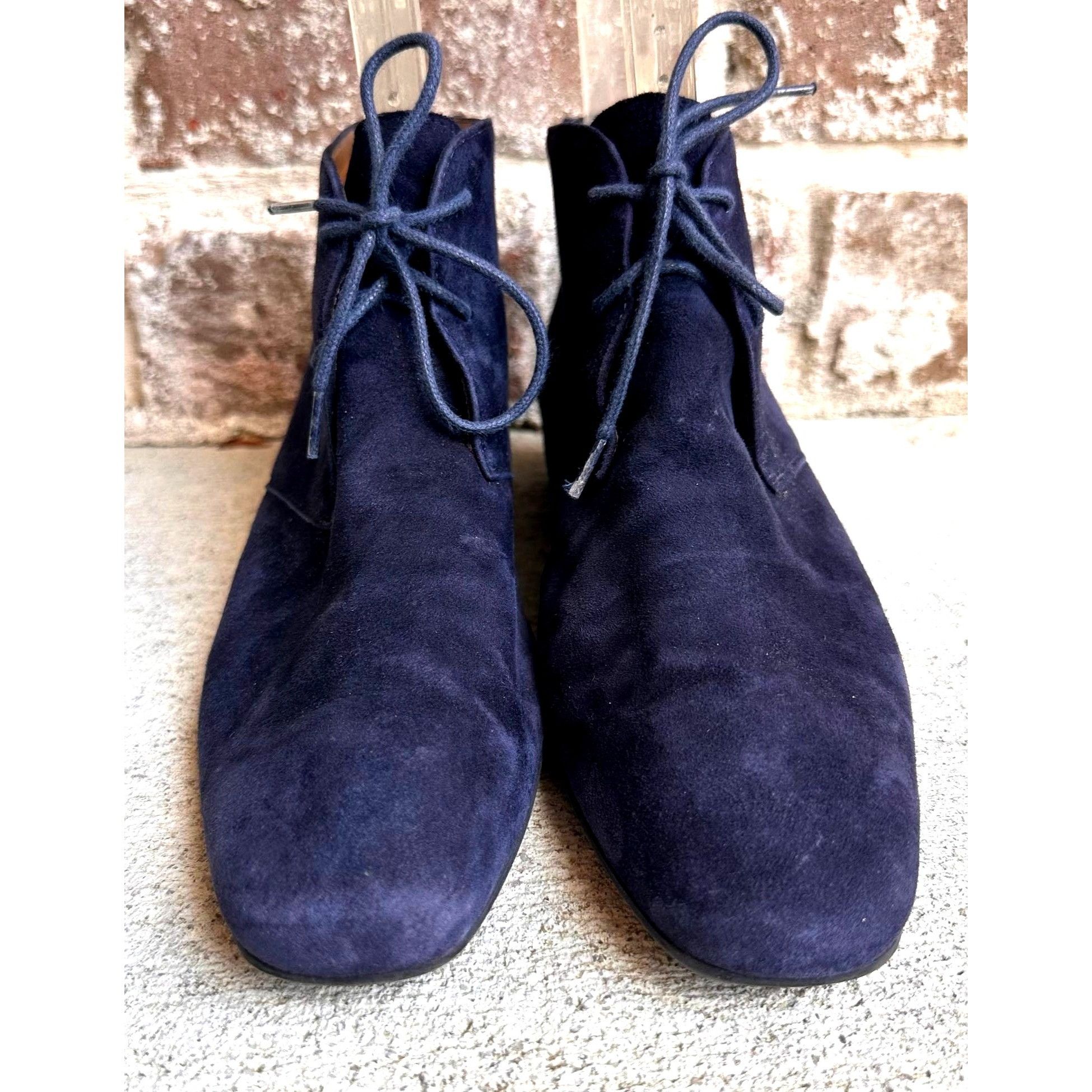Aquatalia × Vintage Aquatalia Blue Suede Chukka Boots Lace Up Ladies 6 Italy Size US 6 / IT 36 - 2 Thumbnail