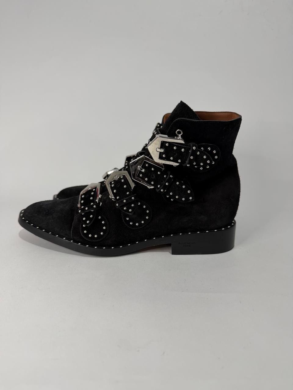 Givenchy GIVENCHY Studded Suede Buckled Ankle Boots Black 40 Size US 10 / IT 40 - 1 Thumbnail