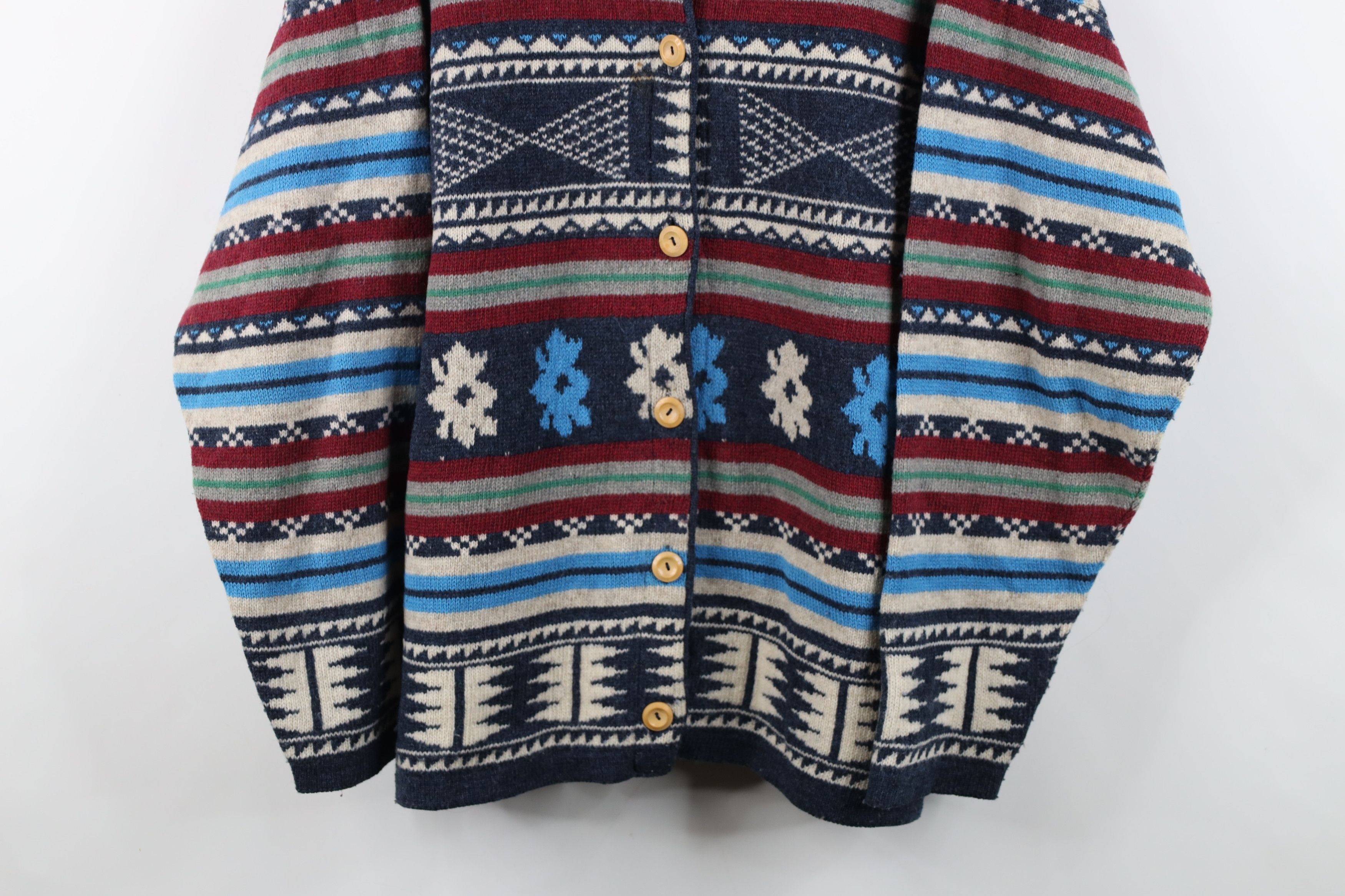 Vintage Vintage 90s Streetwear Fair Isle Knit Cardigan Sweater Size L / US 10 / IT 46 - 3 Thumbnail