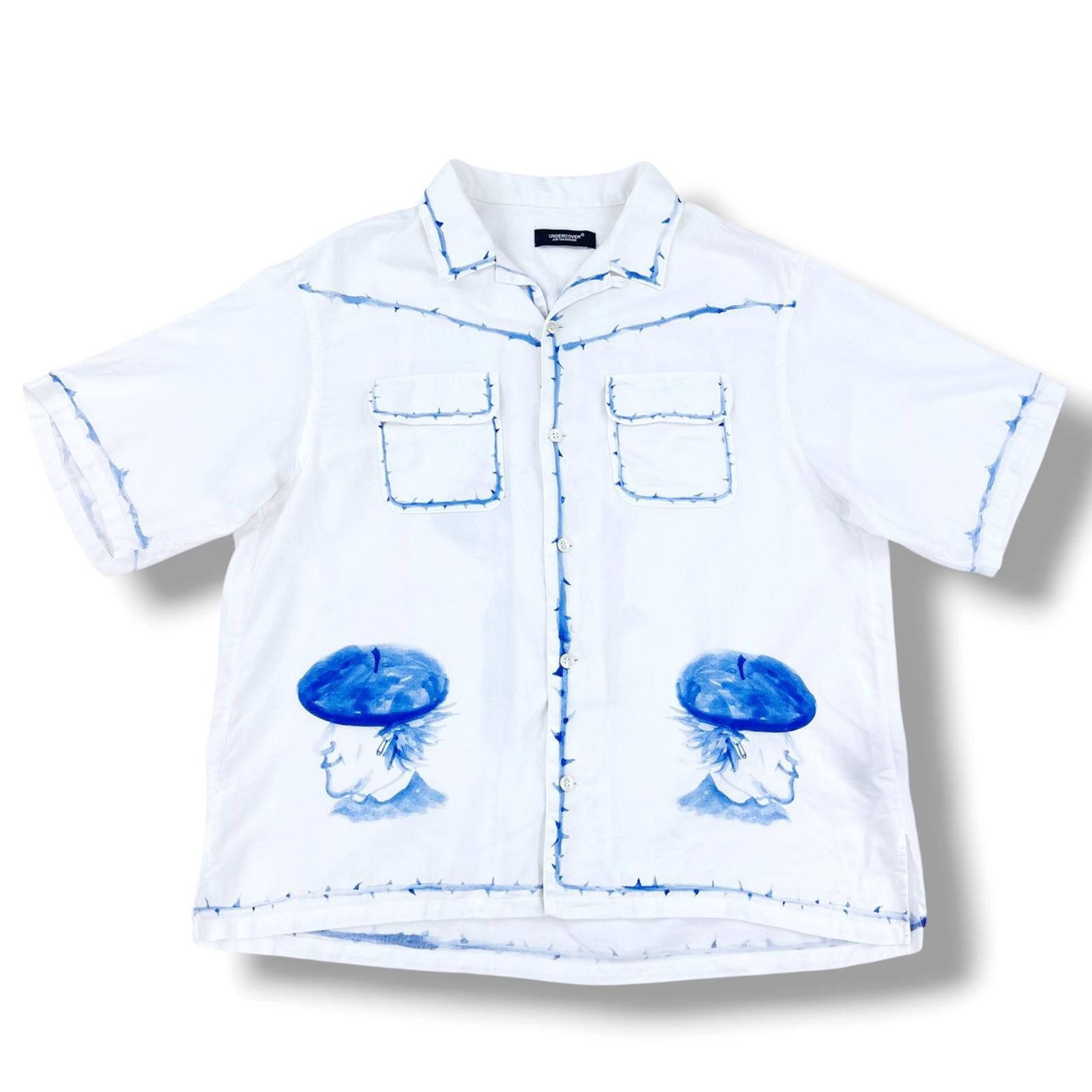 Undercover Undercover Beret Print White Short Sleeve Shirt Size US M / EU 48-50 / 2 - 1 Thumbnail