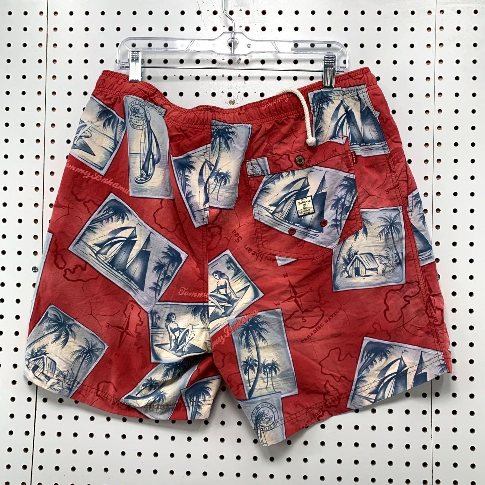 Tommy Bahama VINTAGE Tommy Bahama Swim Shorts Trunks Mens Large Red Beach Surf Size US 33 - 5 Thumbnail