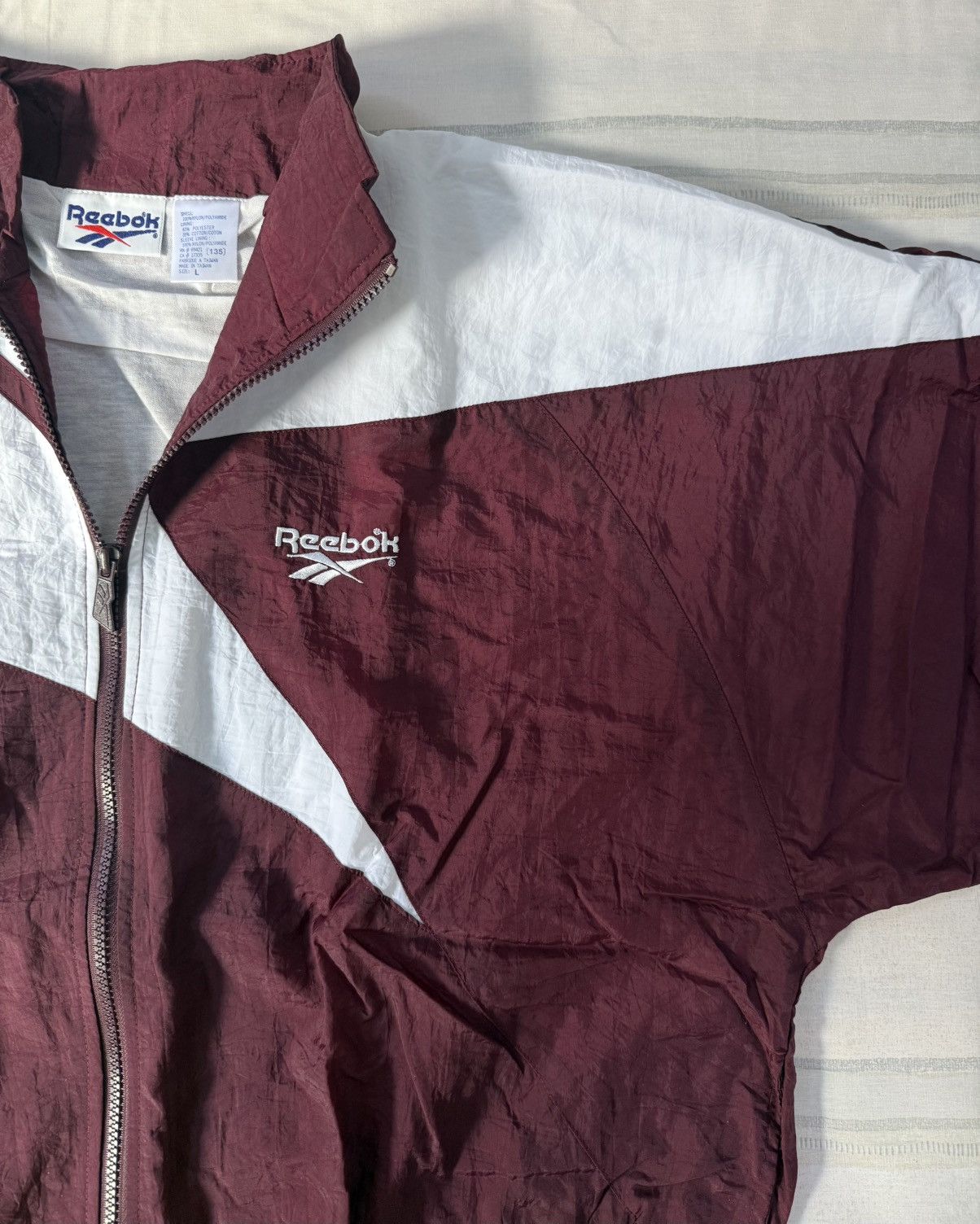 Reebok Vintage 1990s Reebok Warmup Full Tracksuit Maroon Size L Size US L / EU 52-54 / 3 - 9 Thumbnail