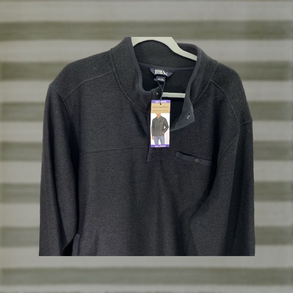 Eddie Bauer Eddie Bauer Sweater Fleece Men 2XL Black Pullover Pockets Mock Neck NWT Size US XXL / EU 58 / 5 - 1 Thumbnail