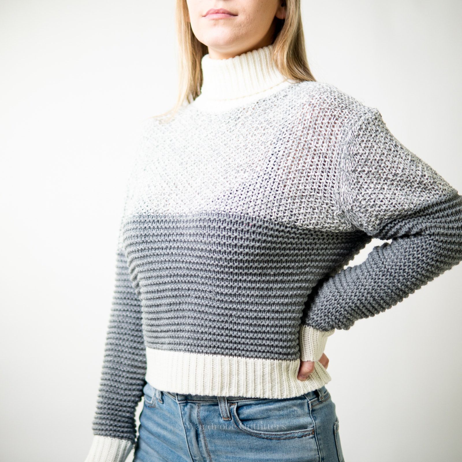 Designer Crochet Knit 2 Tone Sweater Size S / US 4 / IT 40 - 3 Thumbnail