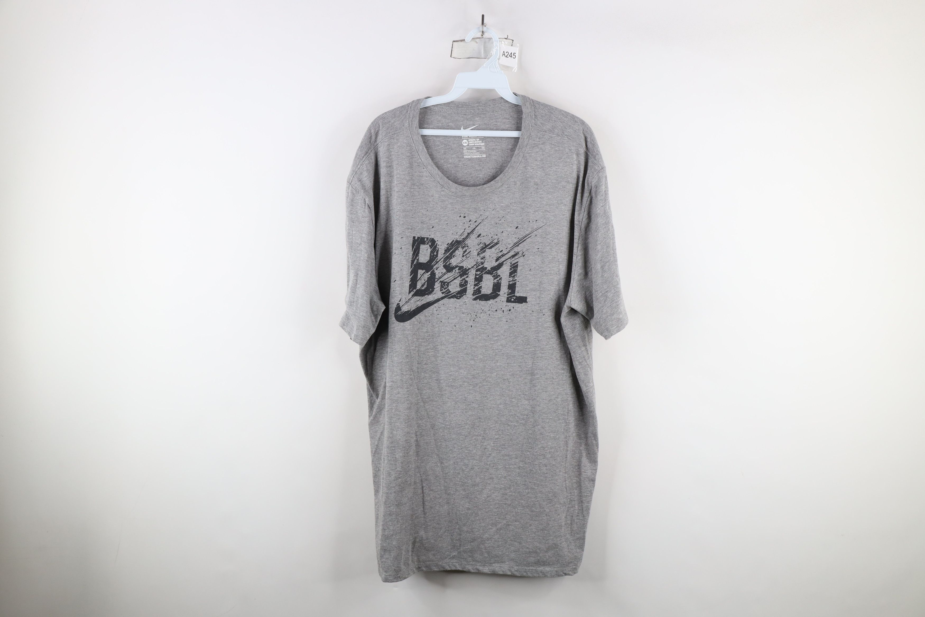 Nike × Vintage Vintage Y2K Nike Baseball Scott Center Swoosh T-Shirt Gray Size US XXL / EU 58 / 5 - 1 Thumbnail