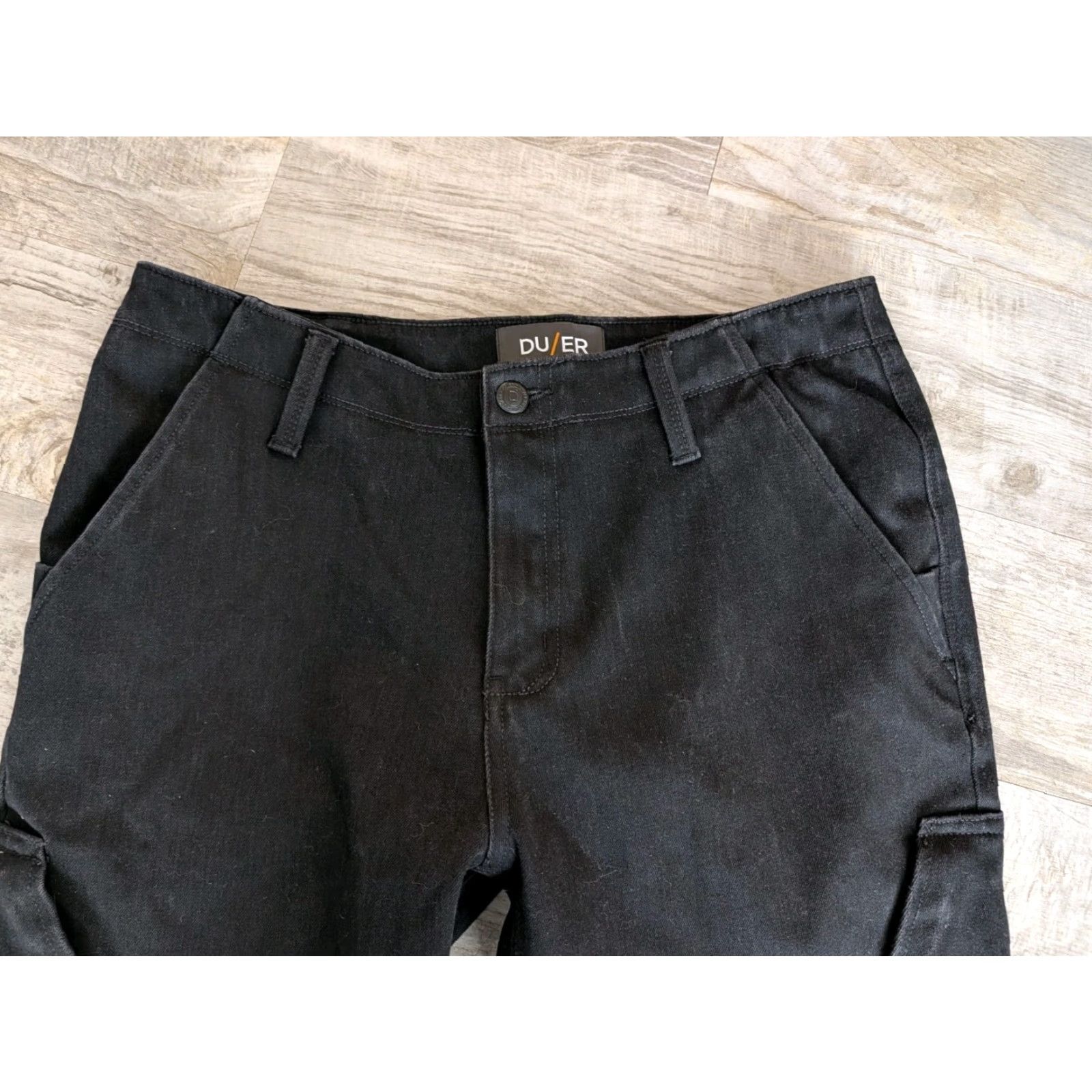 DU/ER Live Free Adventure Pants Mens 34X32 Cargo Black Slim Stretch Canvas