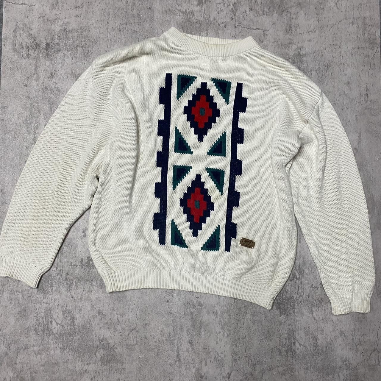 Other Cream and blue vintage 80s knit sweater knit Size US M / EU 48-50 / 2 - 1 Thumbnail