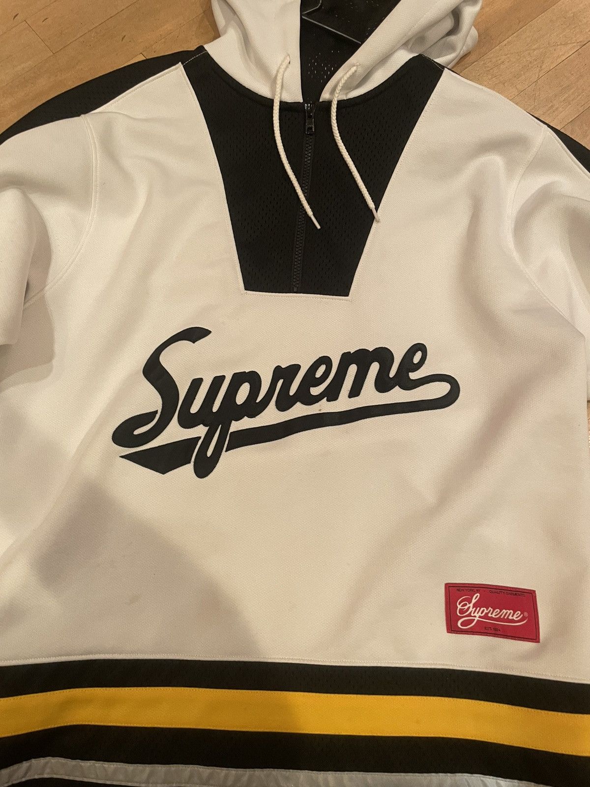 image of Supreme Script Hockey Jersey Fw16 in White, Men's (Size Large)