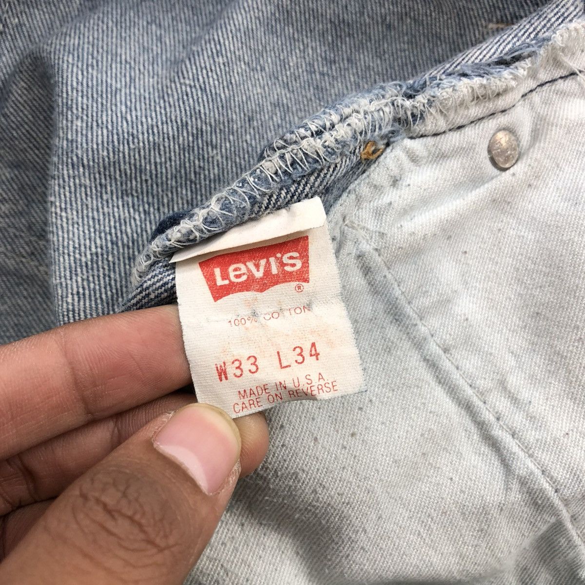 Levi's × Levi's Vintage Clothing 🇺🇸90’s Vintage Levis 501 #520 29x32 Straight Leg Faded Jeans Size US 33 - 12 Thumbnail
