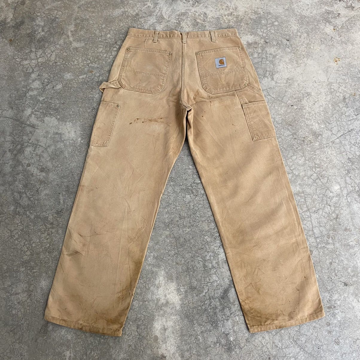 Carhartt VTG Carhartt Double Knee Faded Tan Dirty Carpenter Pants Size US 33 - 11 Thumbnail