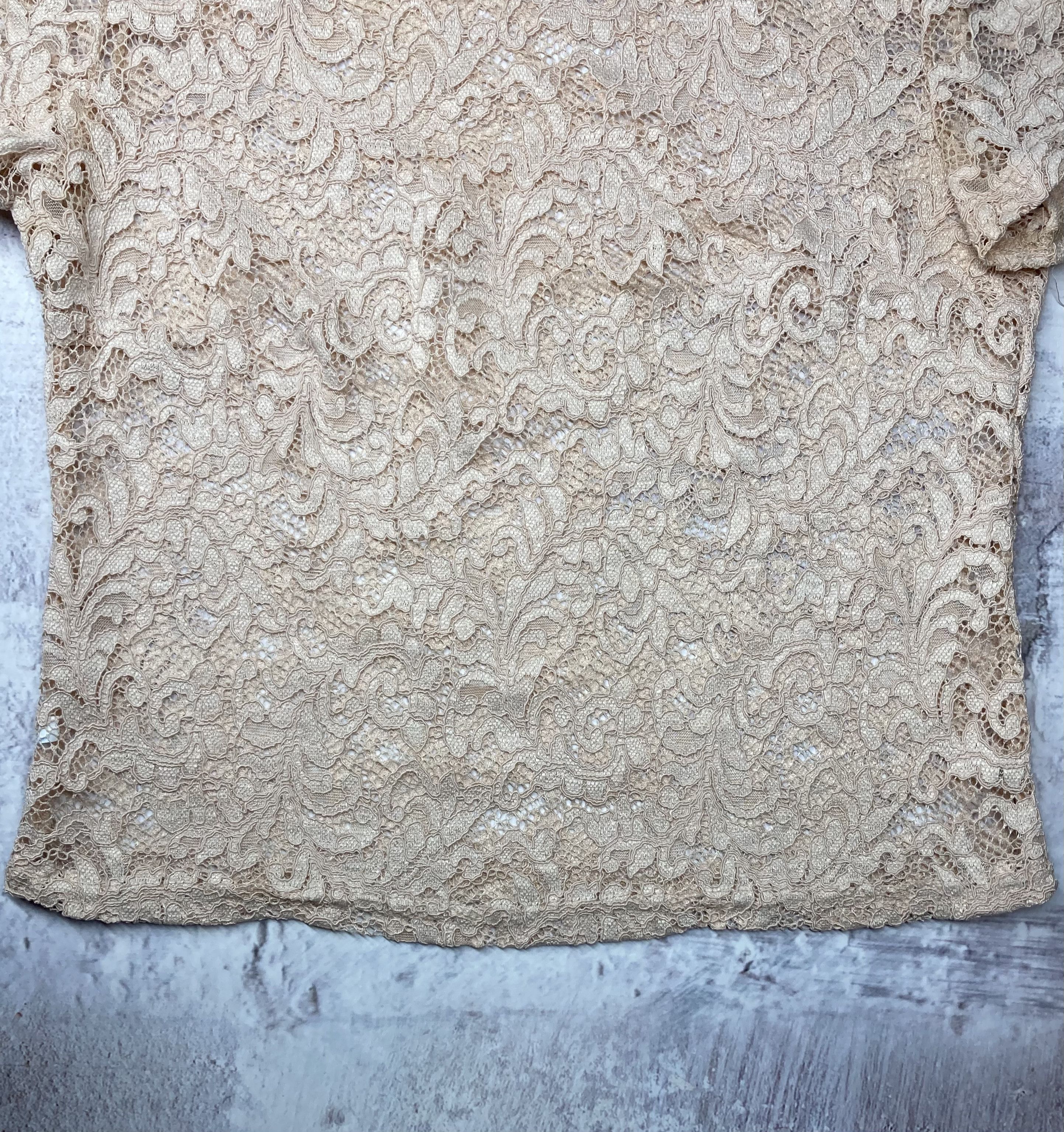 Vintage Vintage Mesh Print Leaves Blouse , Women's, Size M Size M / US 6-8 / IT 42-44 - 2 Thumbnail