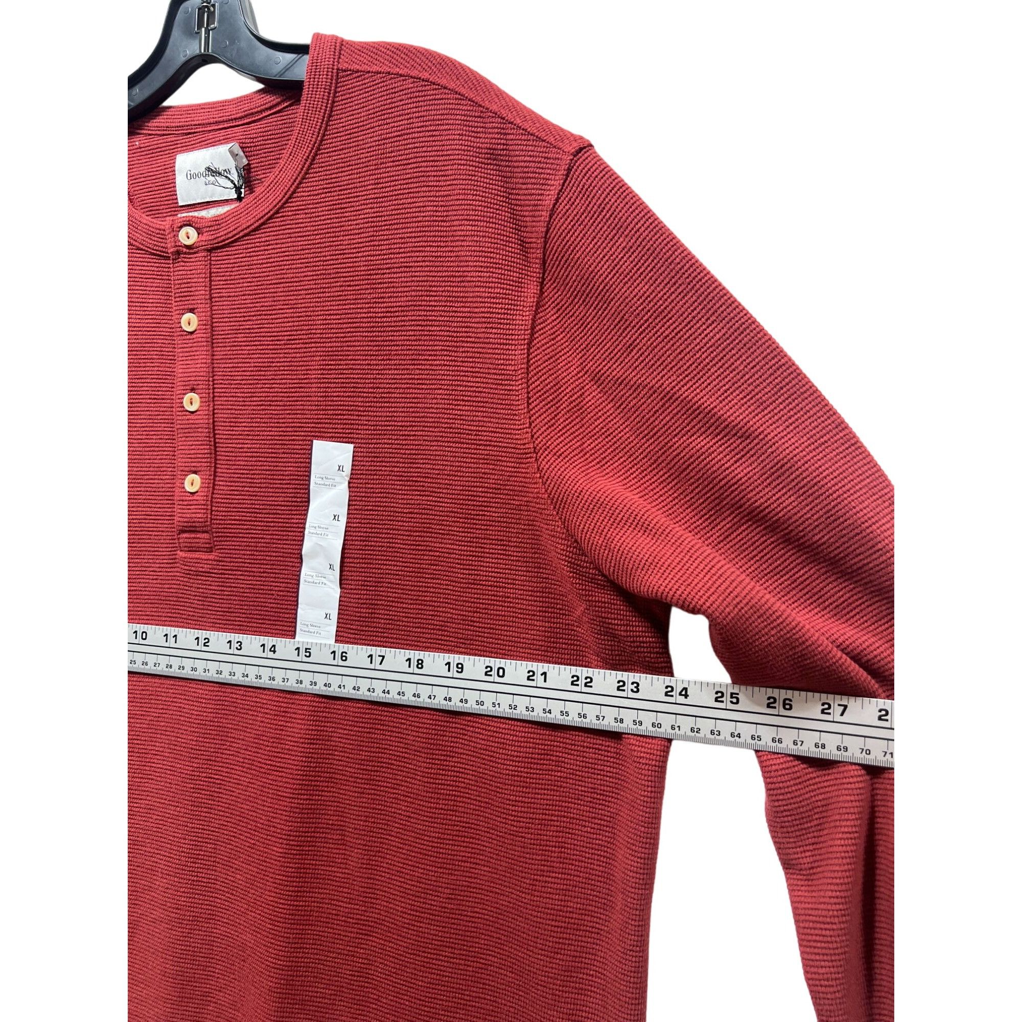 Other Goodfellow & Co - Men's Long Sleeve Henley T-Shirt - Red - E Size US XL / EU 56 / 4 - 5 Thumbnail