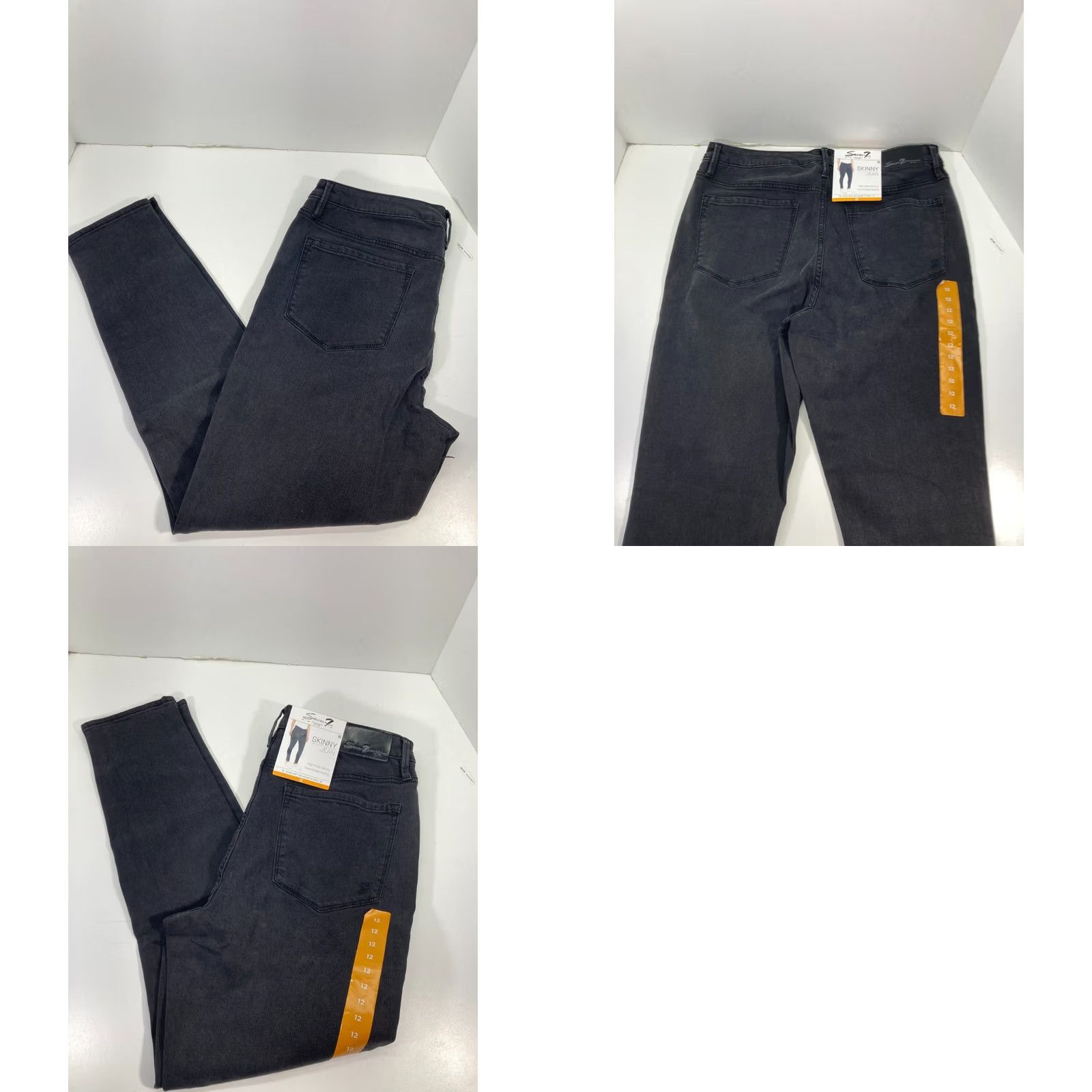 Vintage Seven7 High Rise Skinny Jeans Women Size 12 32X30 Black Denim Five Pocket Design Size 34" / US 12 / IT 48 - 9 Thumbnail