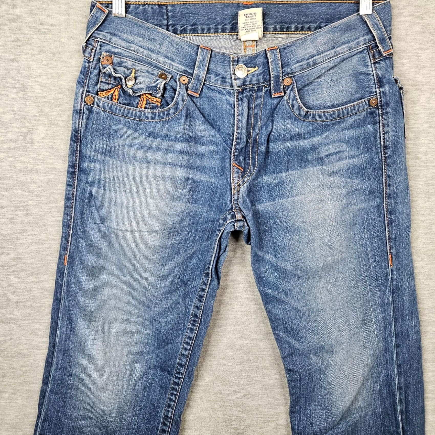 True Religion True Religion Jeans YK2 Blue Boot Cut Straight Leg Flap Logo Men's Size 33 Regular Inseam 32 Denim Cotton Blend 5-Pocket Size US 33 - 4 Thumbnail
