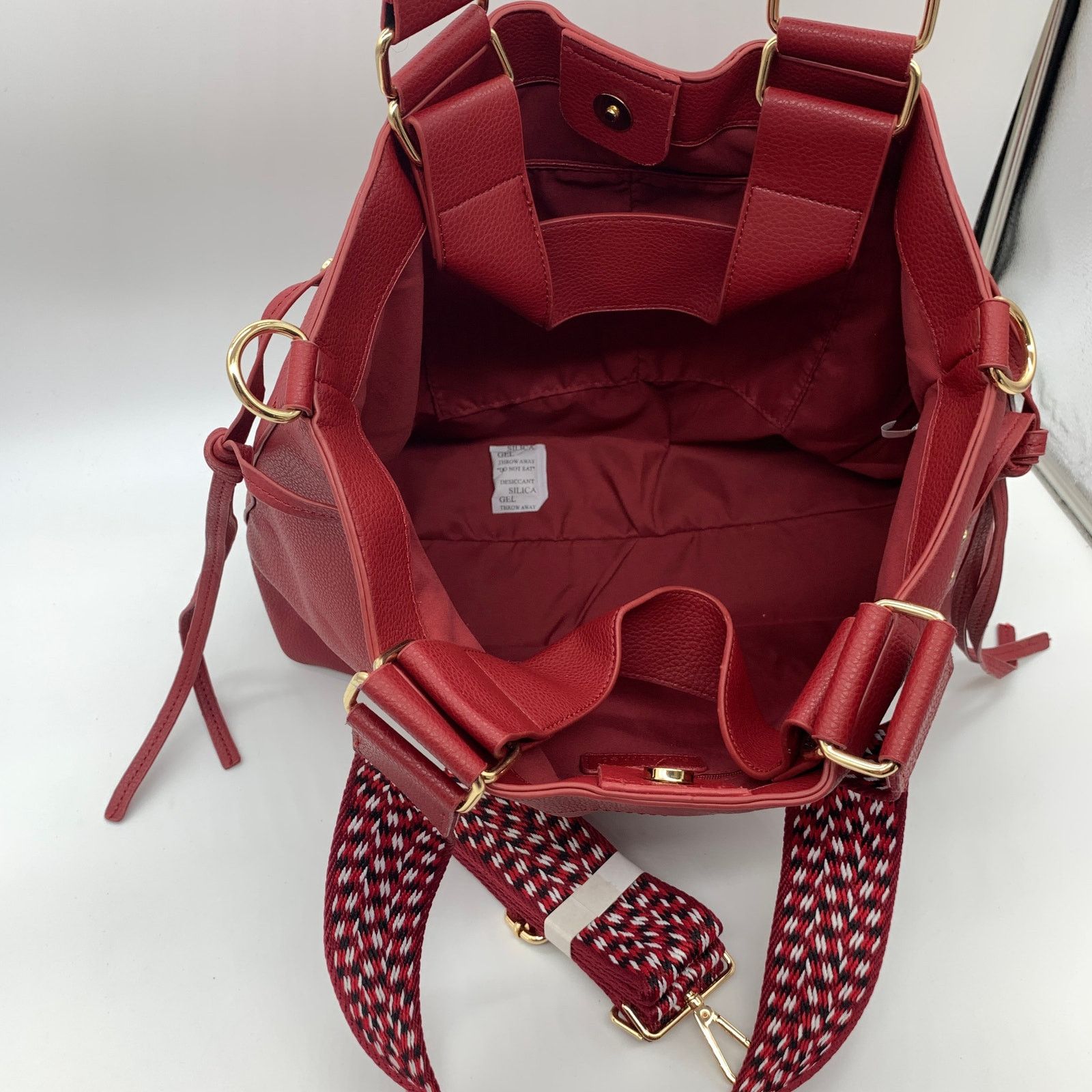 Other AHDORNED Red Purse North/South Double Handle Tote Size ONE SIZE - 3 Thumbnail