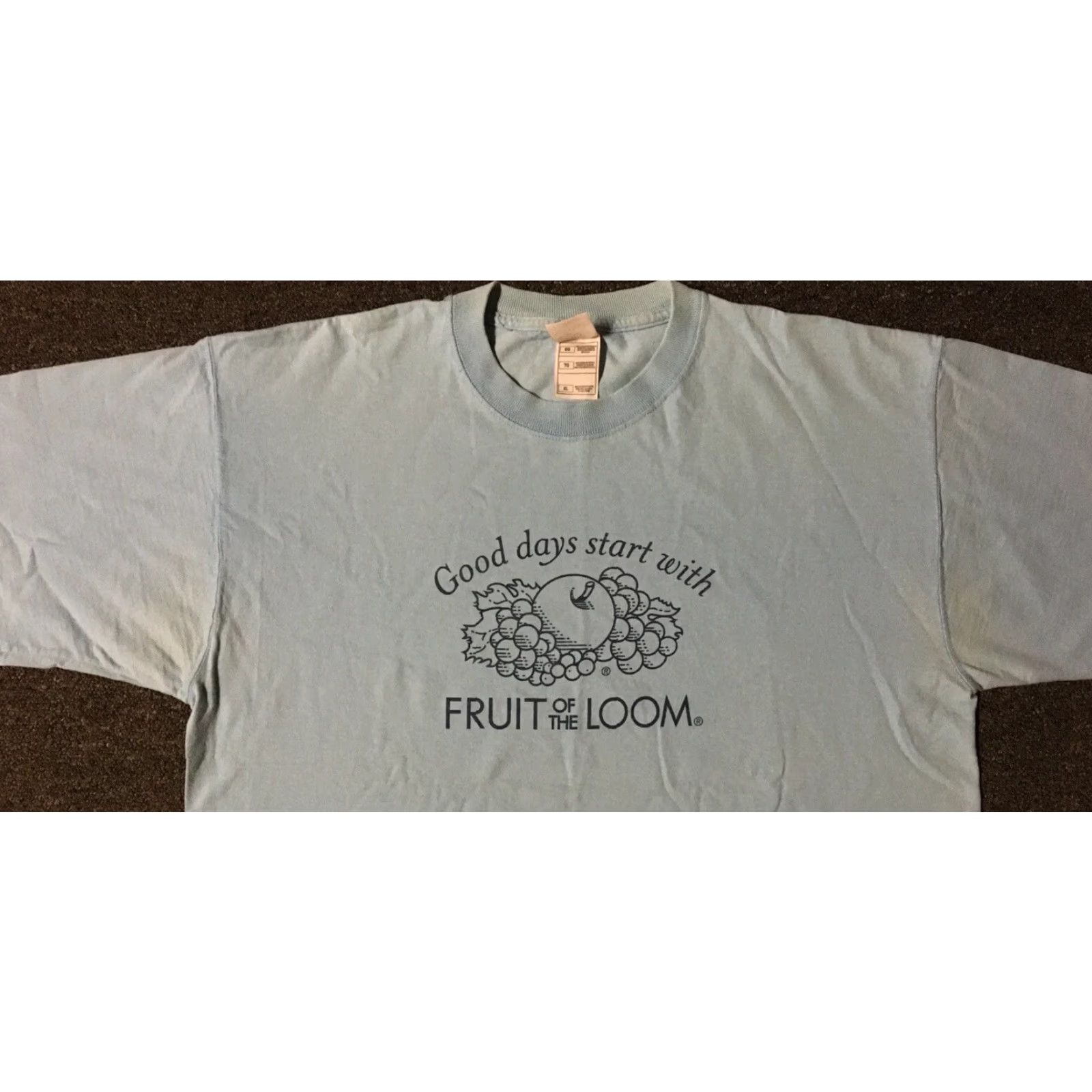 Fruit Of The Loom VINTAGE Good Days Start With FOTL Logo Promo Shirt XL Blue 90s Fruit of the Loom Shirt Mens Vintage Logo Grunge Punk Rock USA Aut Size US XL / EU 56 / 4 - 5 Thumbnail