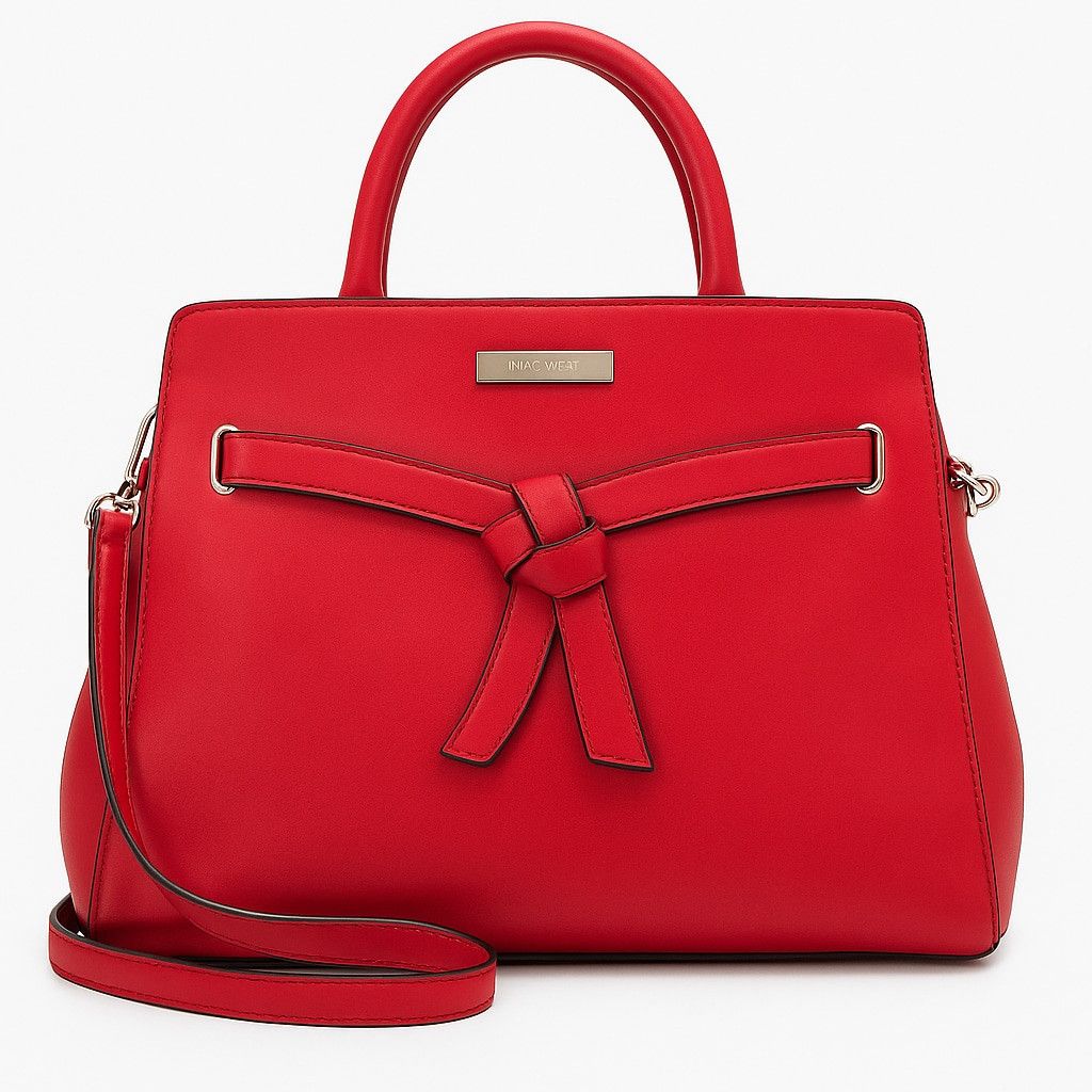 Nine West Red Bow Satchel Crossbody Bag | Structured Leather, Women's