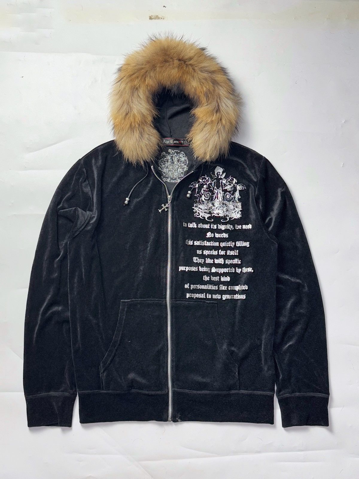 If Six Was Nine × Japanese Brand × Le Grande Bleu (L.G.B.) Fur Velvet Hoodie Poem Snake Skulls Age Core Style Size US L / EU 52-54 / 3 - 3 Thumbnail