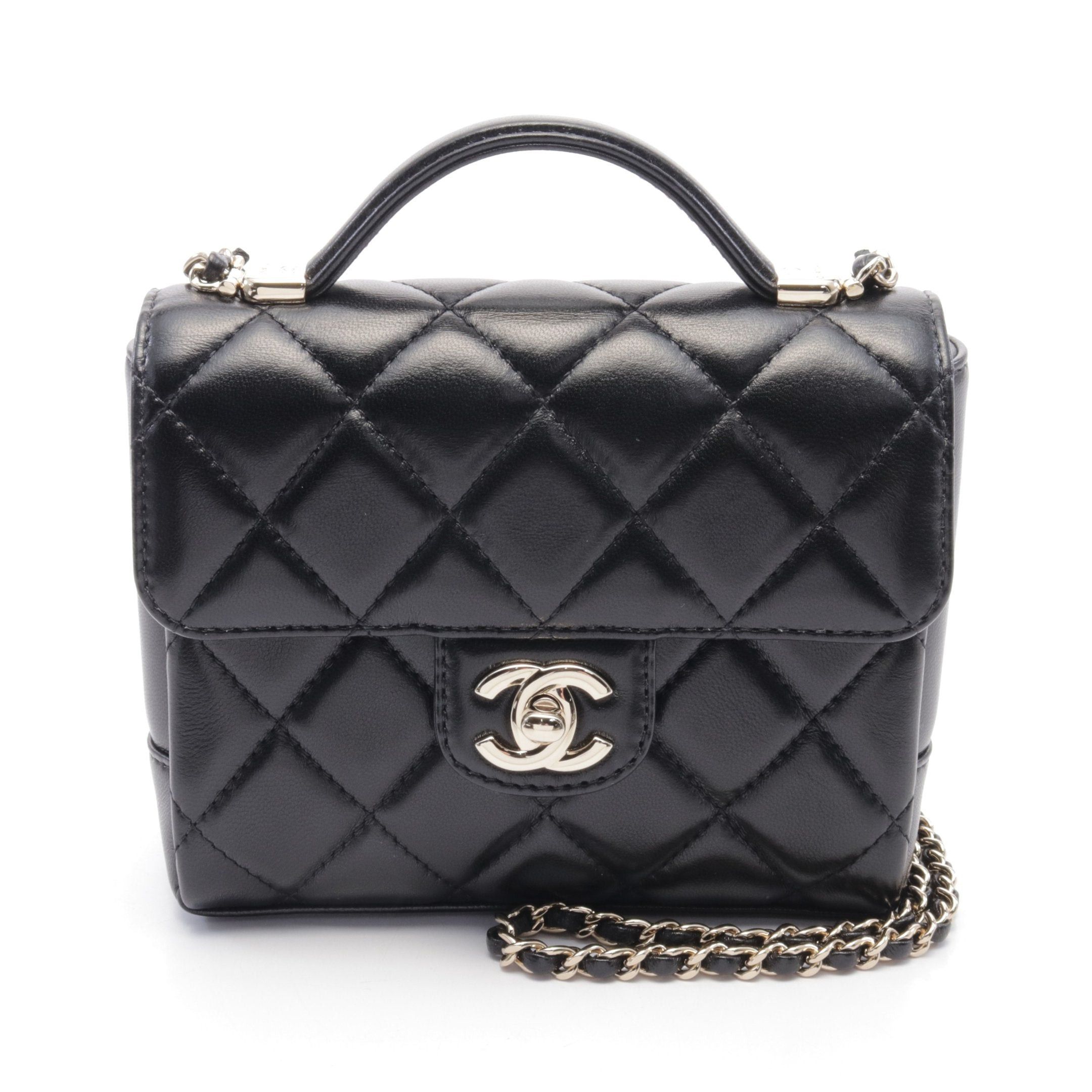Chanel Chanel Mini Matelasse Top Handle Shoulder Bag Leather Black Gold Hardware Size ONE SIZE - 1 Thumbnail