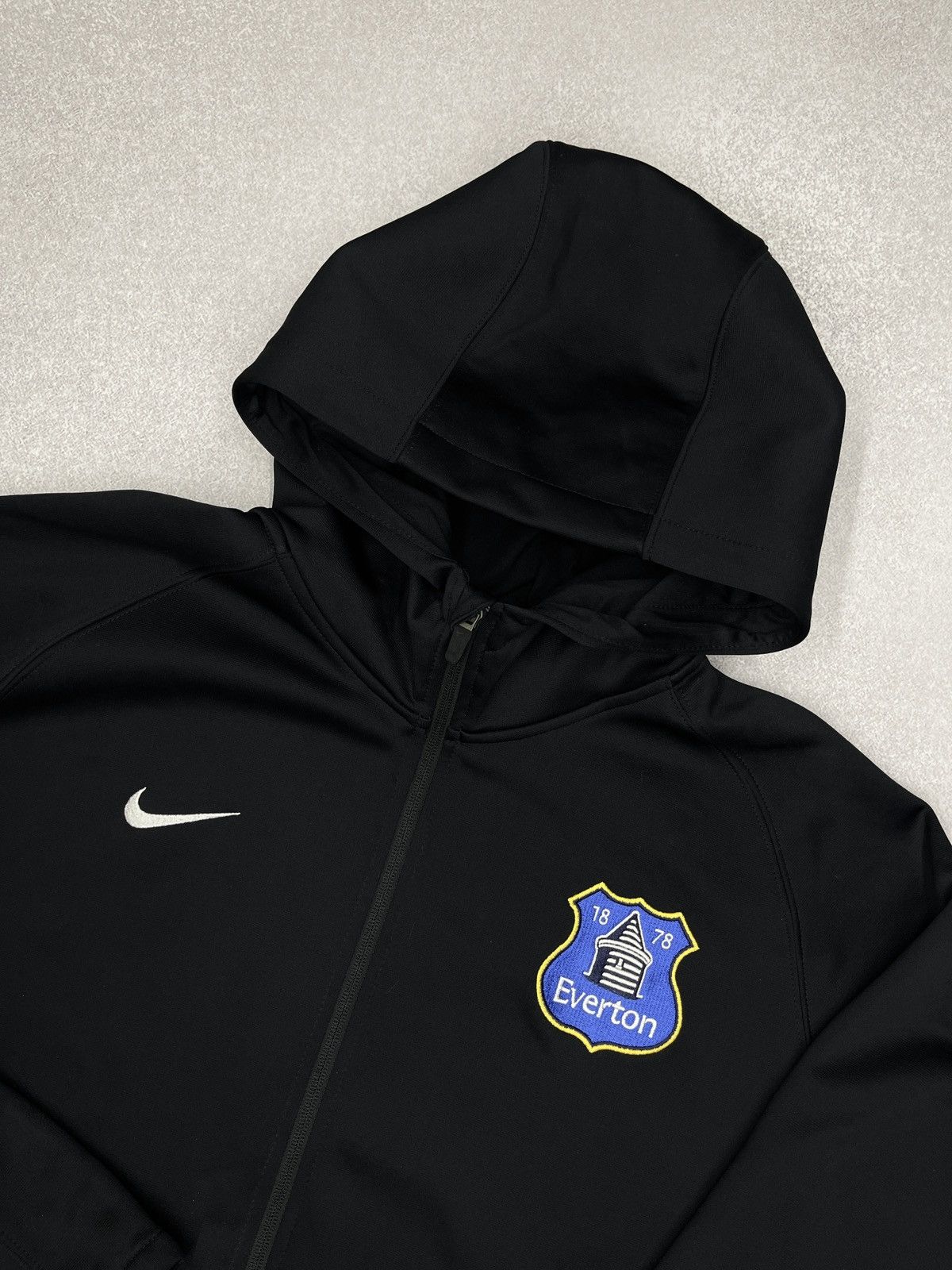 Nike Vintage Nike Everton Football Zip Hoodie Black Terma Fit Size US XXL / EU 58 / 5 - 4 Thumbnail