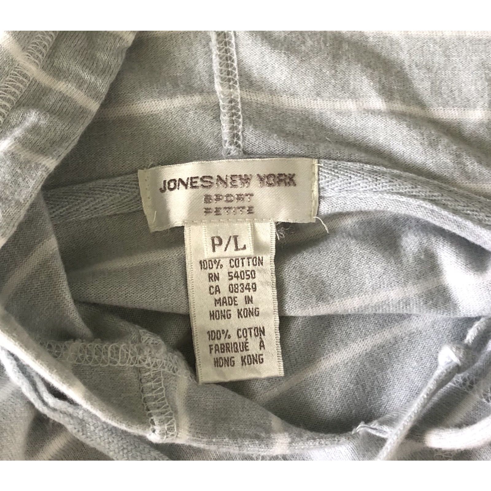Jones New York Jones NY Hoodie T-Shirt Gray/White Stripe Short Sleeve Hi-Lo Hem Womens Petite XS-XL? Size L / US 10 / IT 46 - 4 Thumbnail