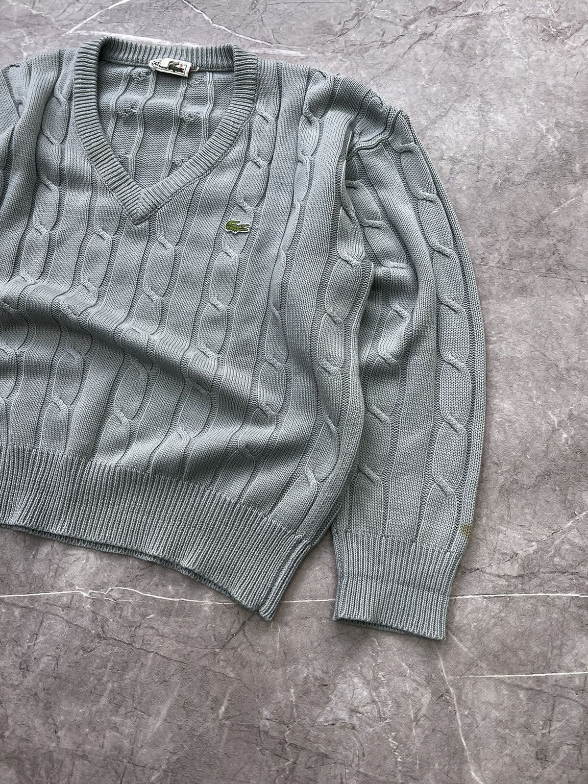 Lacoste × Vintage Vintage Lacoste Knit Wool Vneck Cardigan Sweater Size US L / EU 52-54 / 3 - 4 Thumbnail