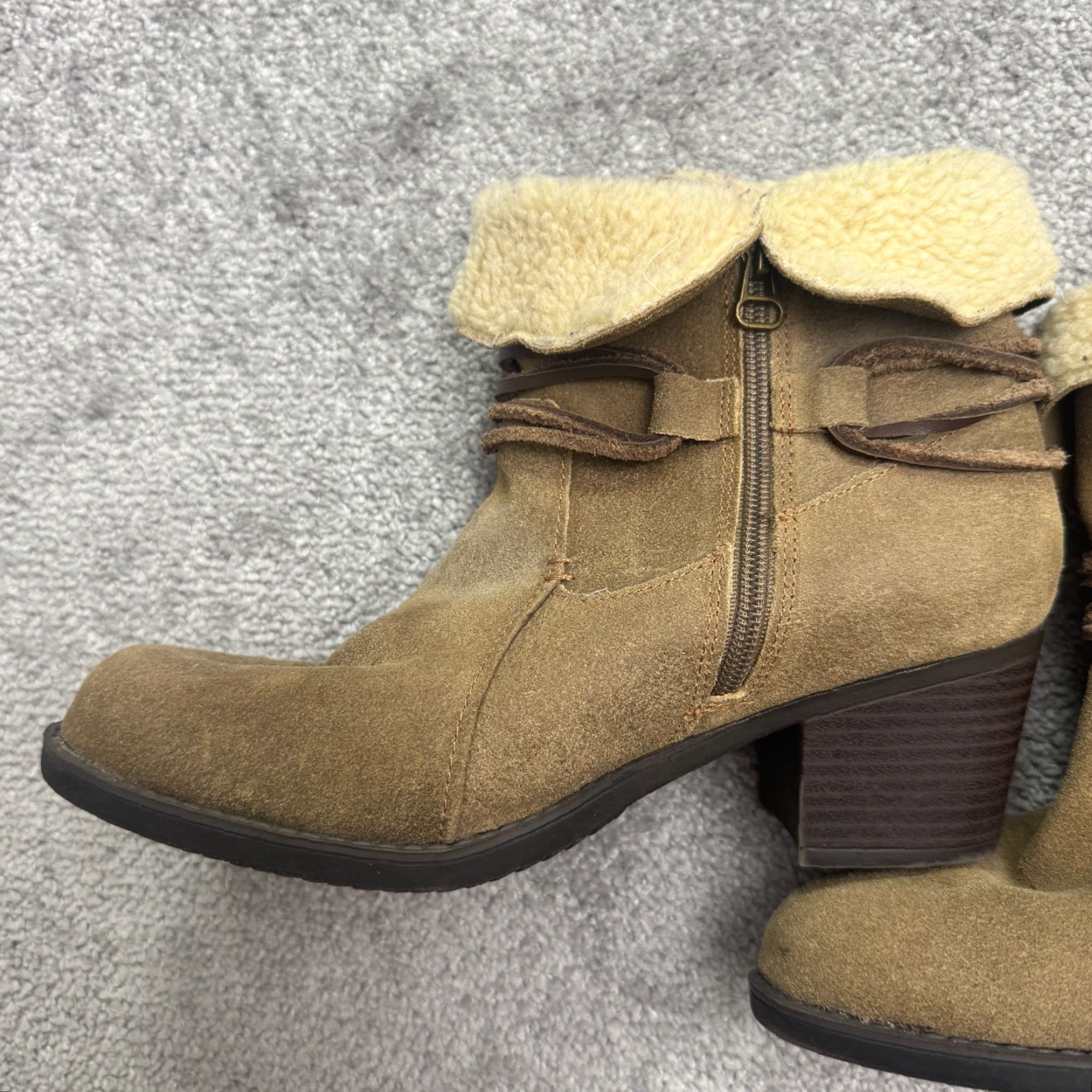 Eddie Bauer VINTAGE Eddie Bauer Women's Ankle Boots Casual Fall Winter Brown Suede Shearling Lined 8M Size US 8 / IT 38 - 4 Thumbnail