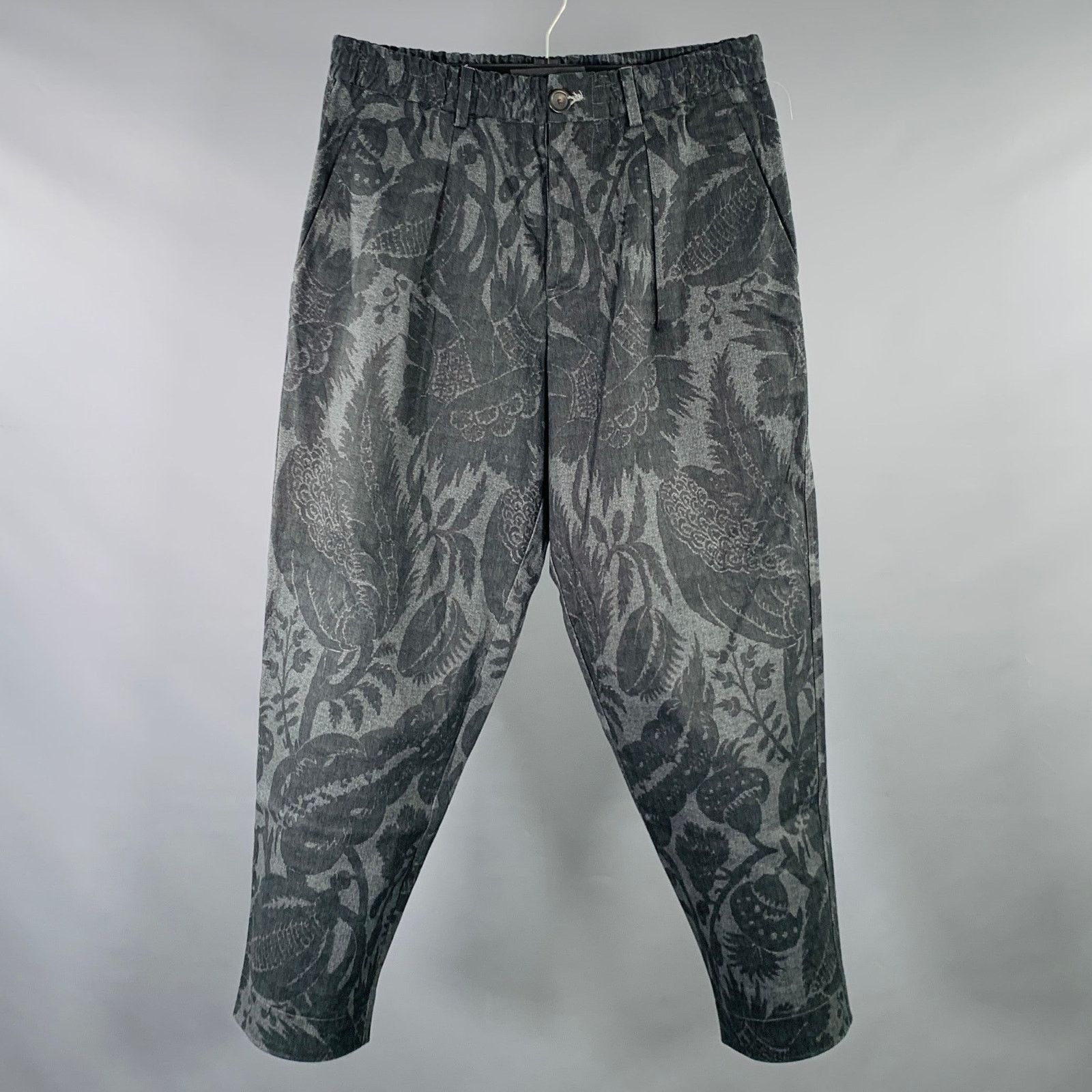 Pierre-Louis Mascia Size M Grey Black Print Cotton Blend Casual Pants Size US 29 - 1 Thumbnail