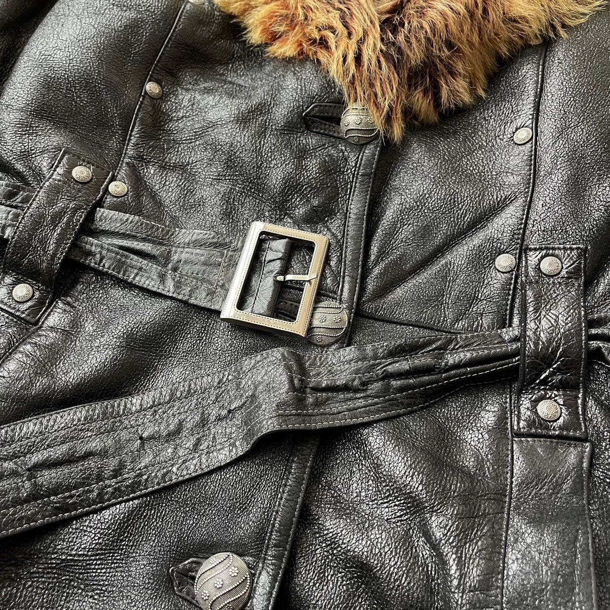 If Six Was Nine 70s VTG Sheepskin Fur Trench Belted Leather Coat LGB Style Size XS / US 0-2 / IT 36-38 - 5 Thumbnail