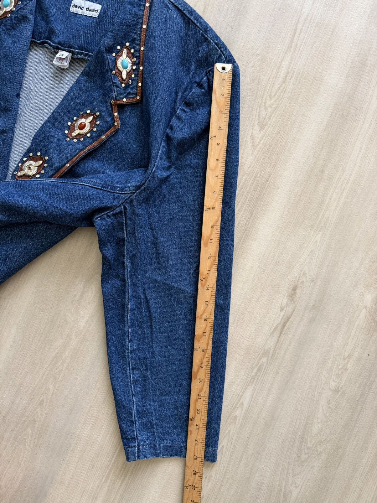 Vintage Vintage David David Denim Western Denim Jacket Blazer Sz 2XL Size XXL / US 16-18 / IT 52-54 - 8 Thumbnail
