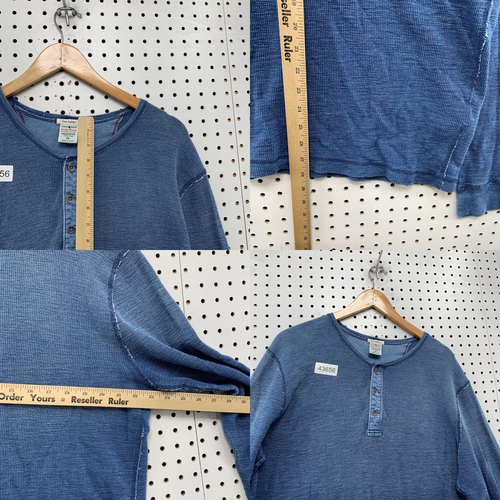 Lucky Brand Lucky Brand Henley Shirt Mens XL Long Sleeve True Indigo Faded Blue Cotton Size US XL / EU 56 / 4 - 8 Thumbnail