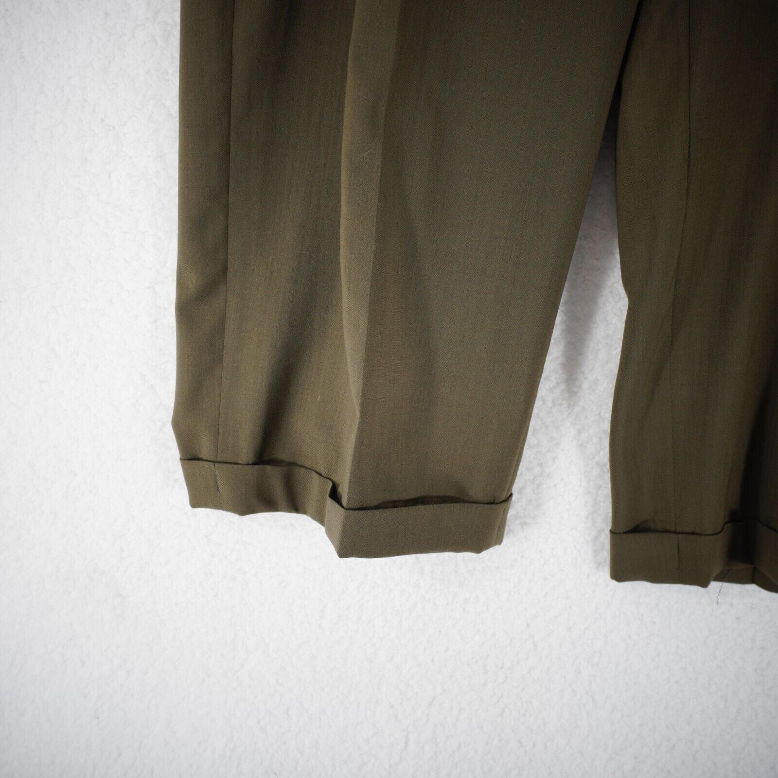 Pronto Uomo Pronto Uomo Worsted Wool Green Pleated Cuffed High Rise Dres Size 42R - 2 Thumbnail
