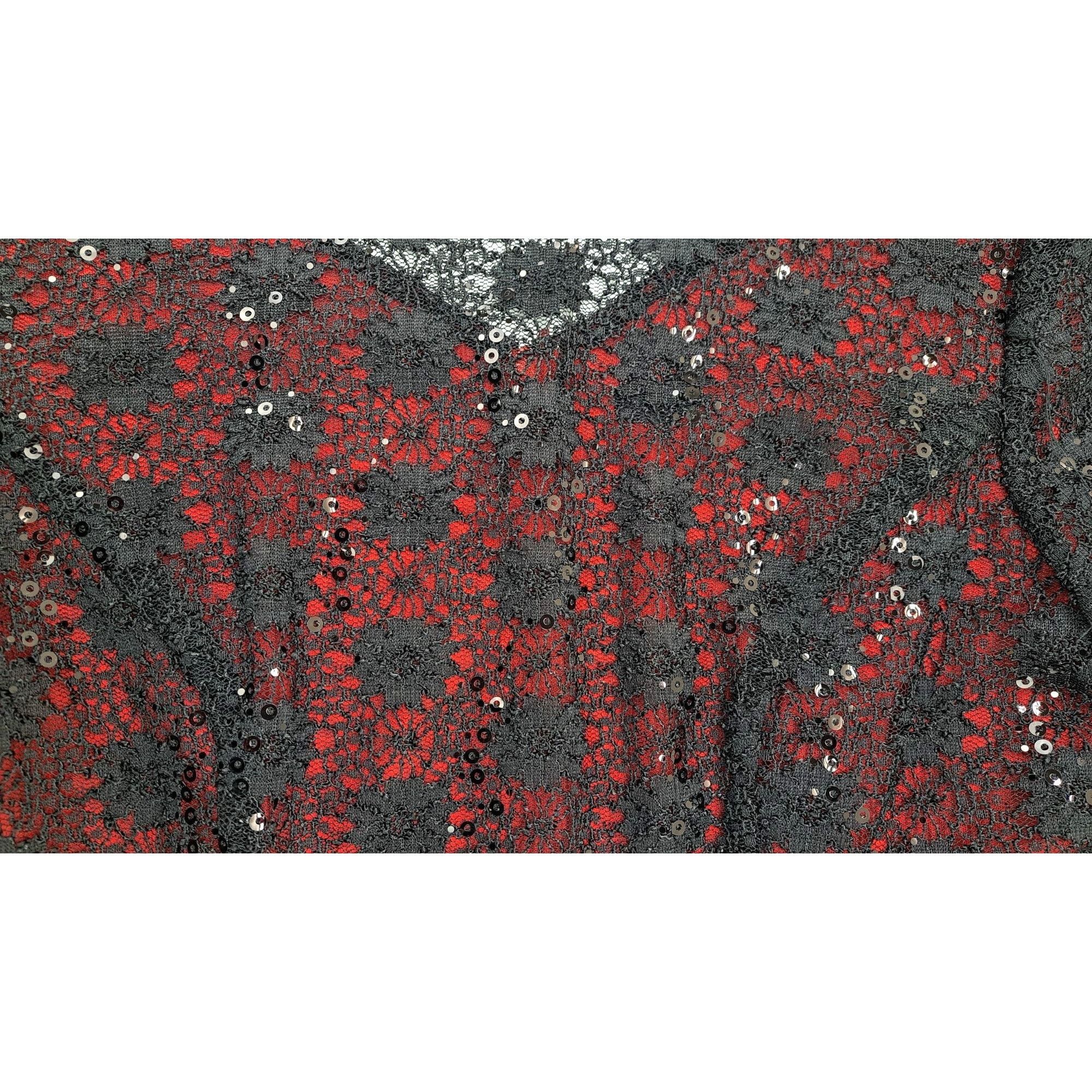 Other Blu Sage Black Red Lace Sparkle Top Women Small Holiday Size S / US 4 / IT 40 - 6 Thumbnail